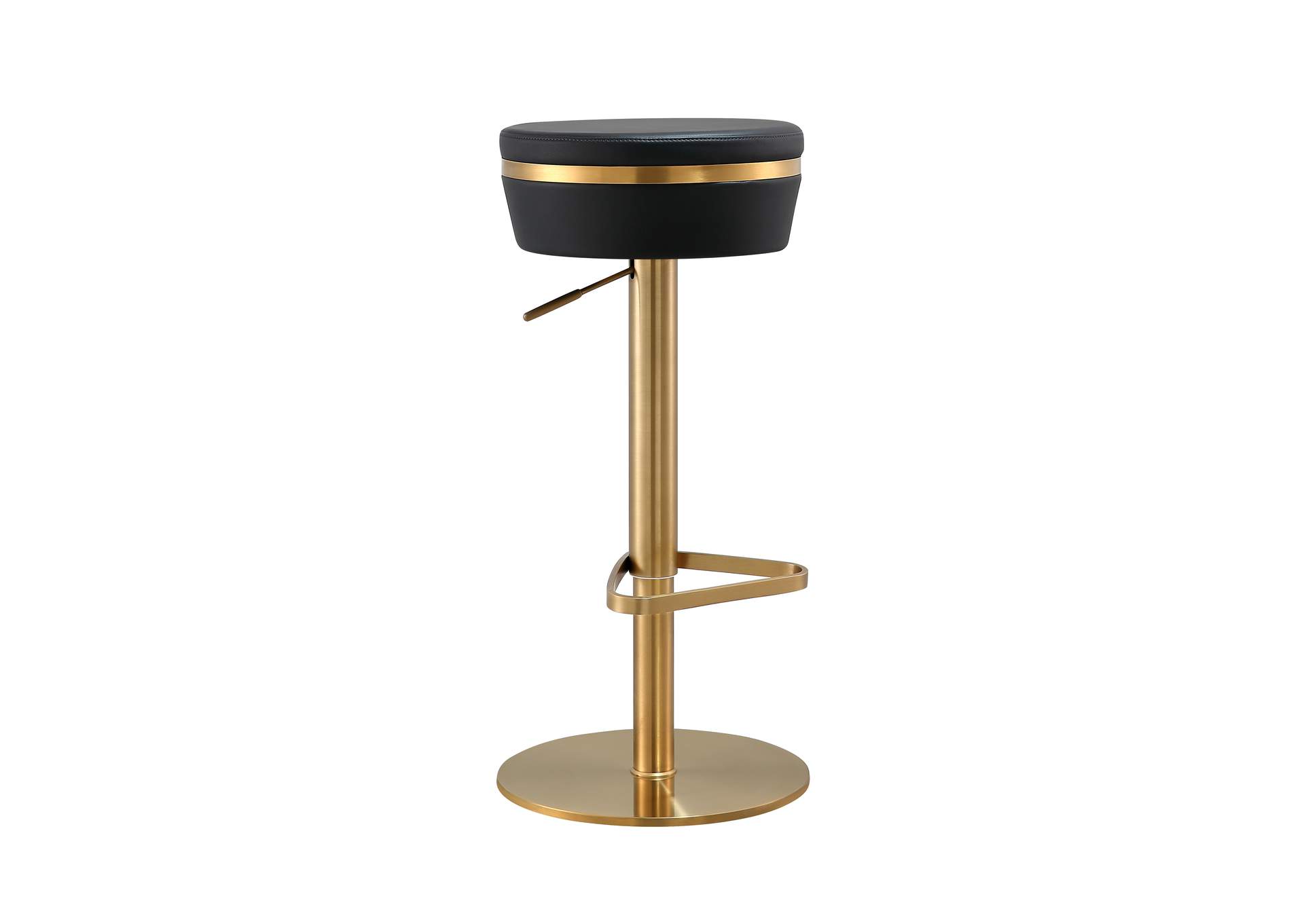 Astro Black Performance Vegan Leather and Gold Adjustable Stool image 1