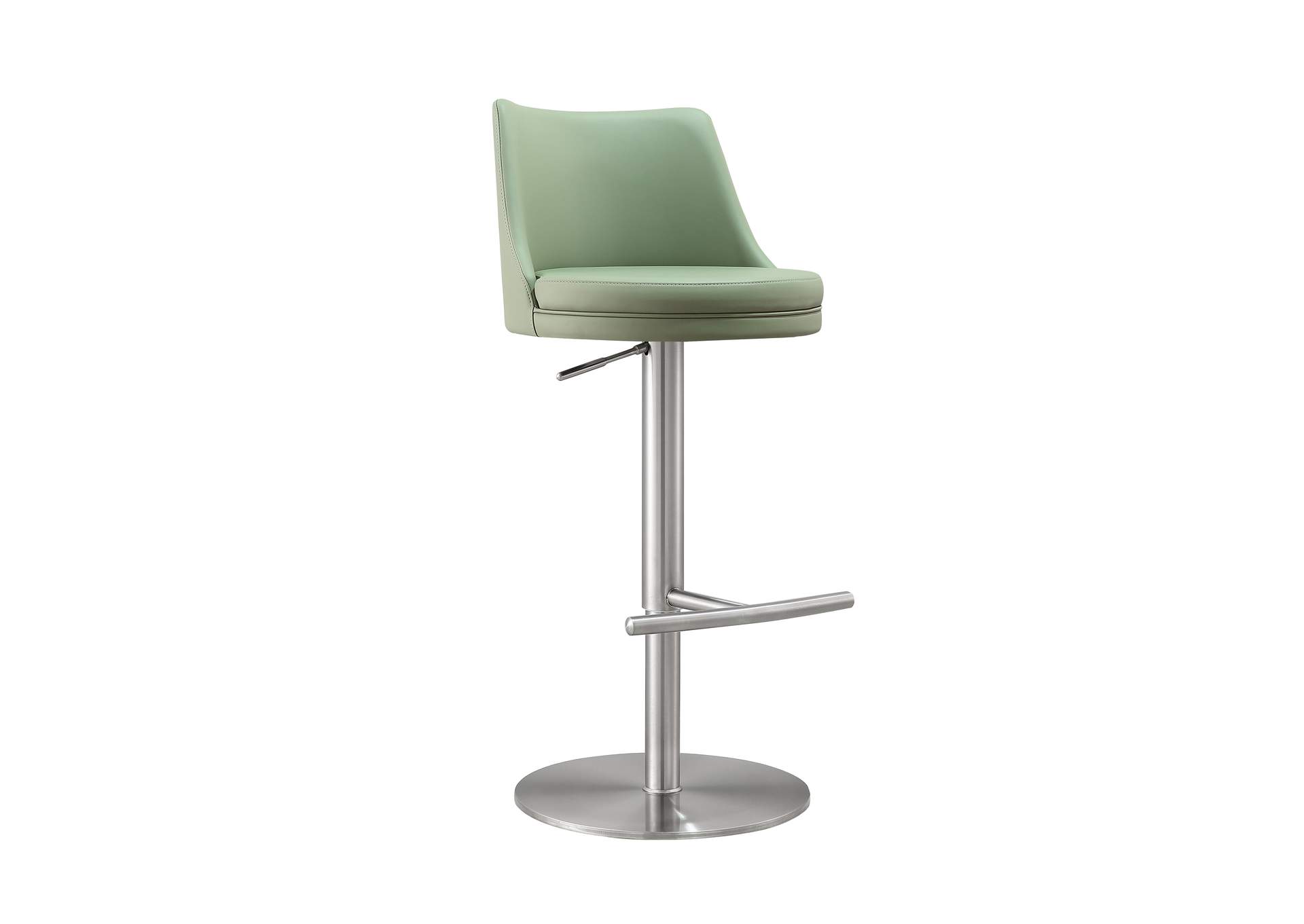 Reagan Sea Foam Green Performance Vegan Leather and Silver Adjustable Stool image 1