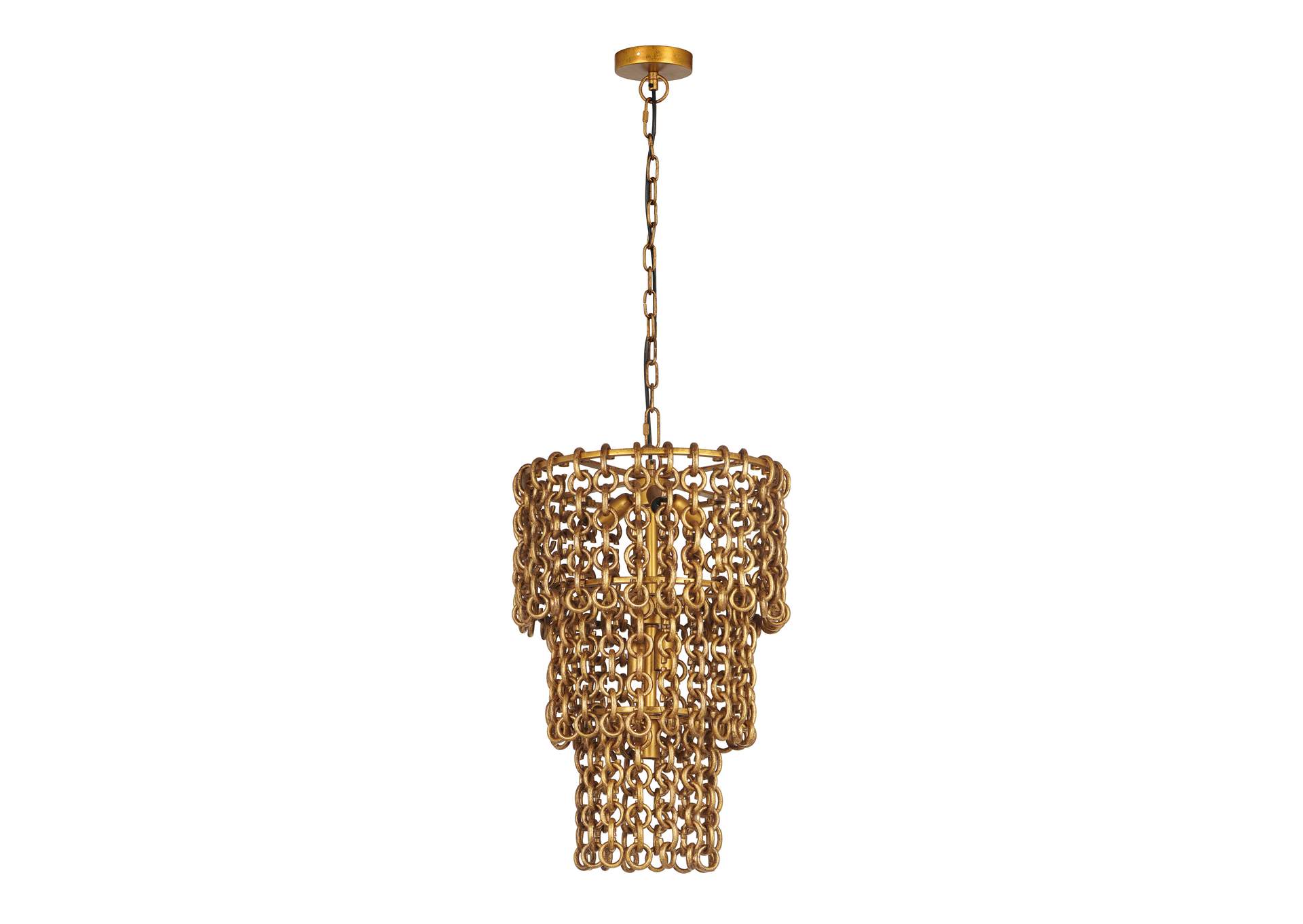 Nirsa Brass Chain Link 3 - Tier Chandelier image 1