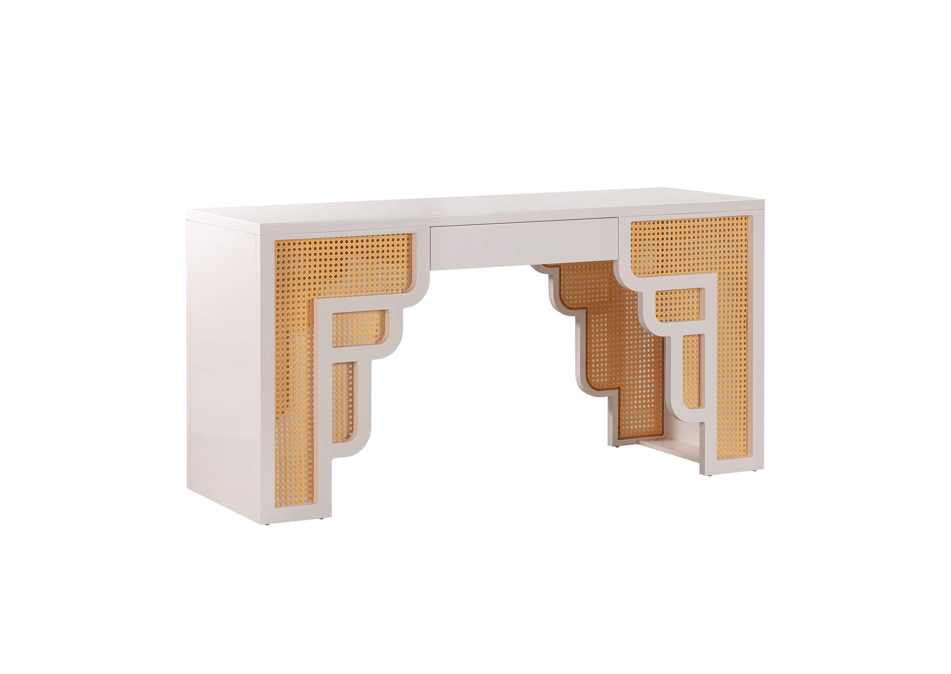 Suzie Cream and Rattan Executive Desk image 1