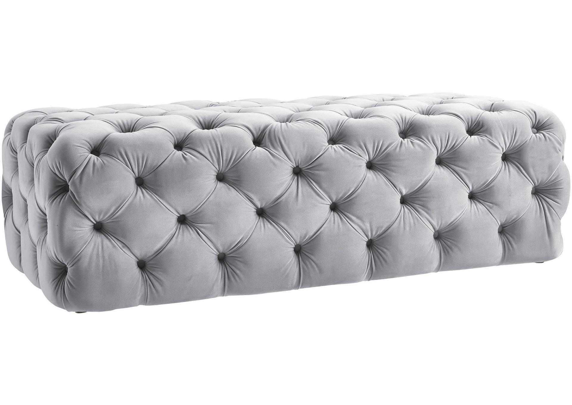 Kaylee Grey Velvet Ottoman image 1