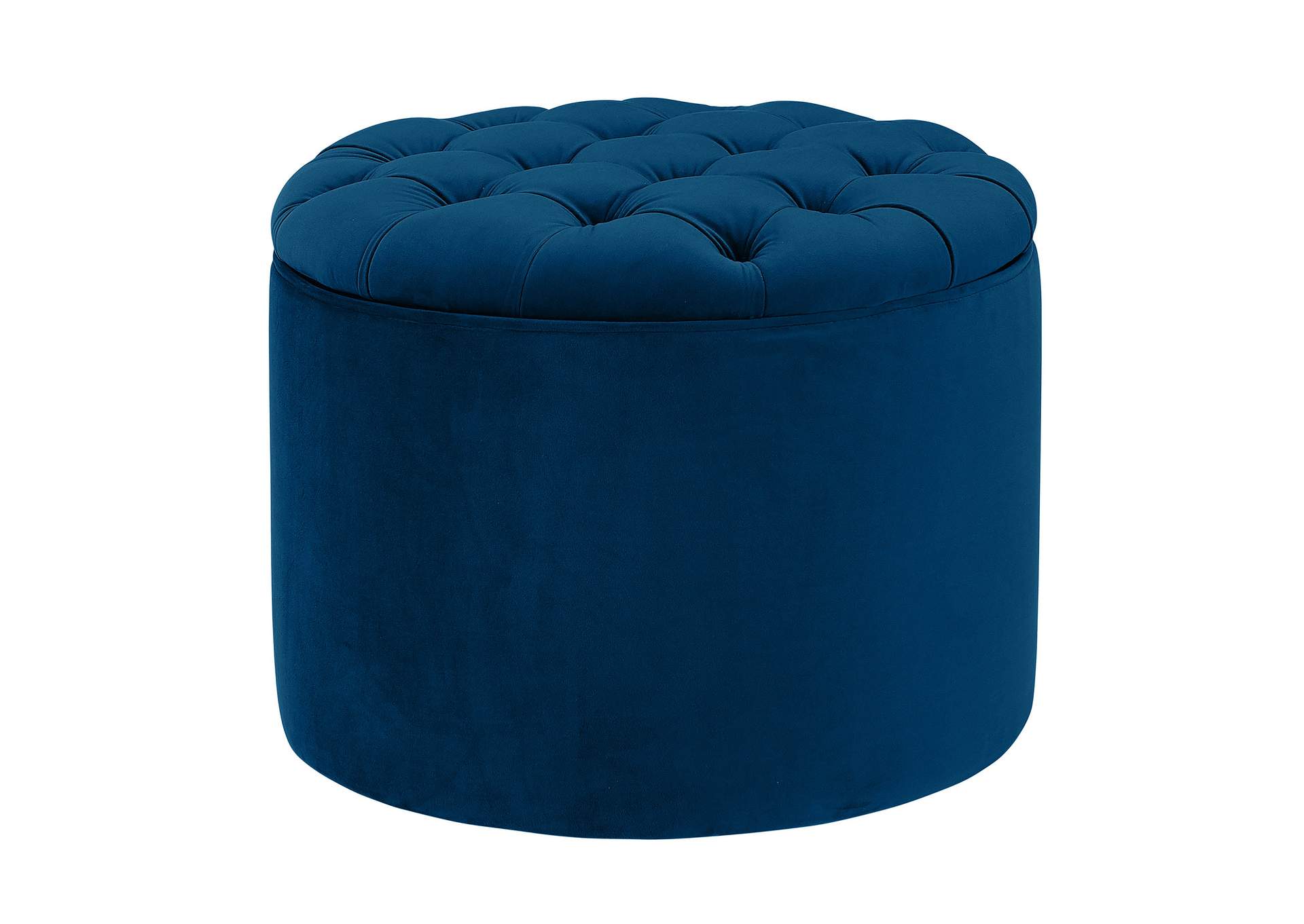 Queen Navy Velvet Storage Ottoman image 1