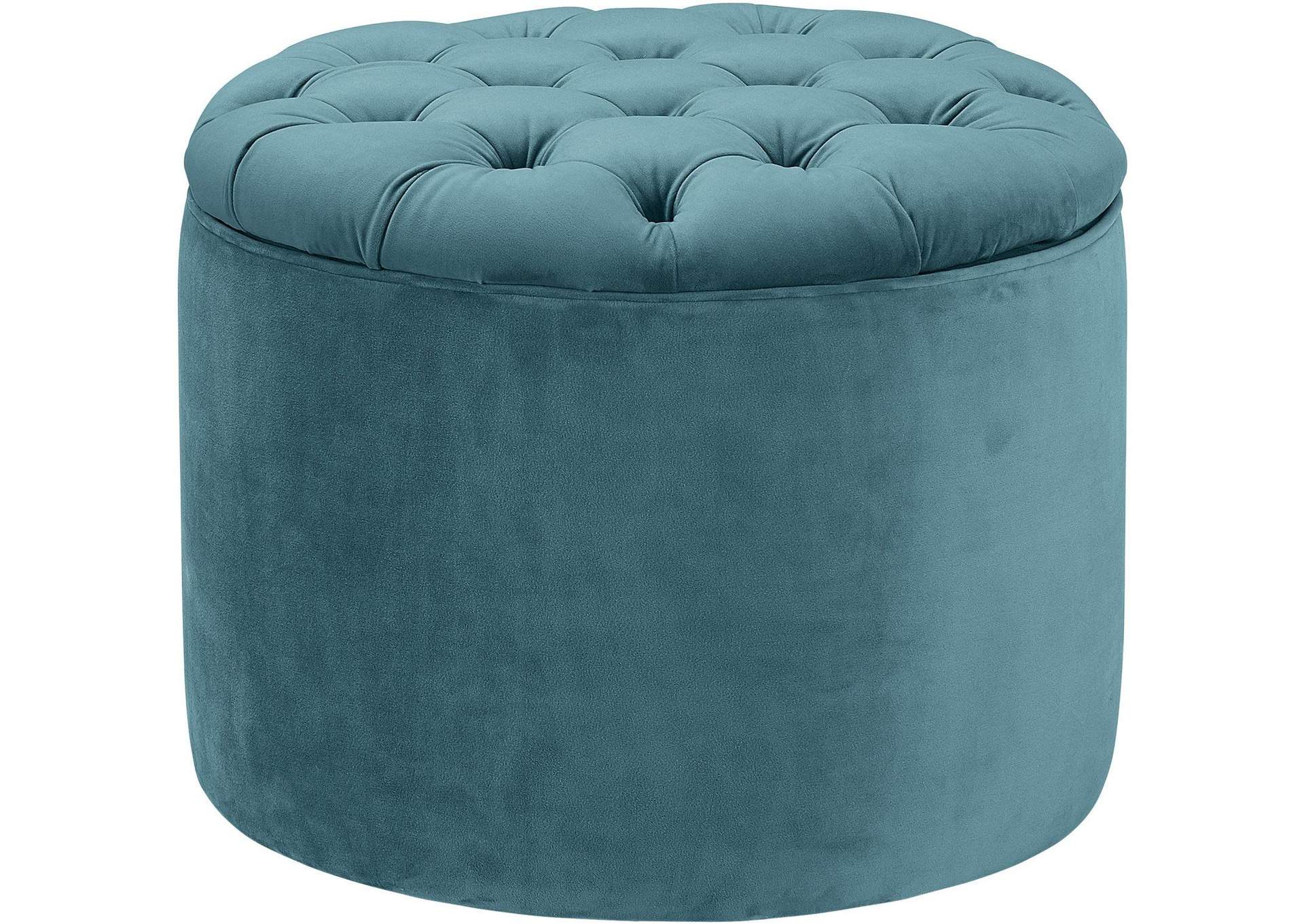 Queen Sea Blue Velvet Storage Ottoman image 1