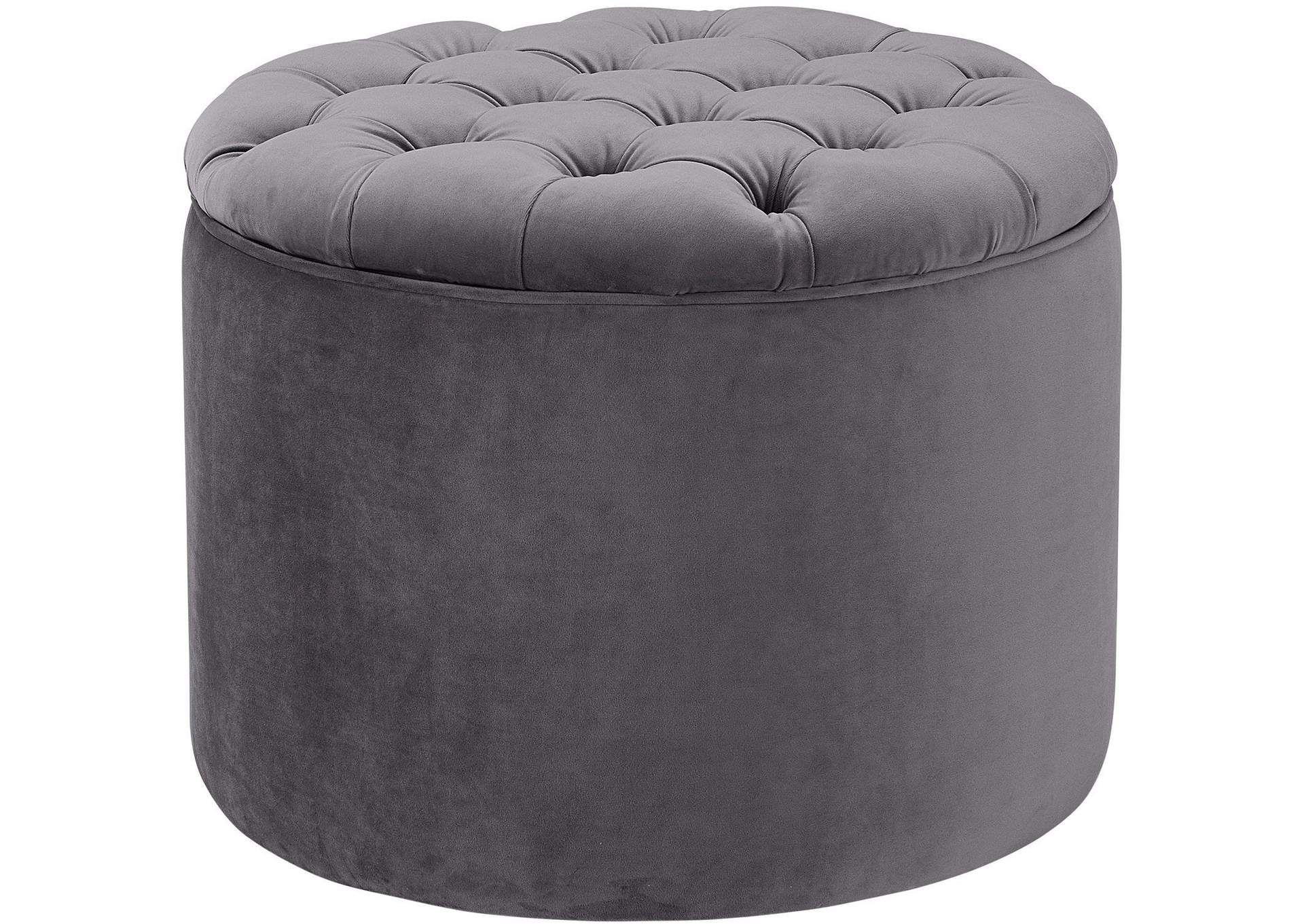 Queen Grey Velvet Storage Ottoman image 1