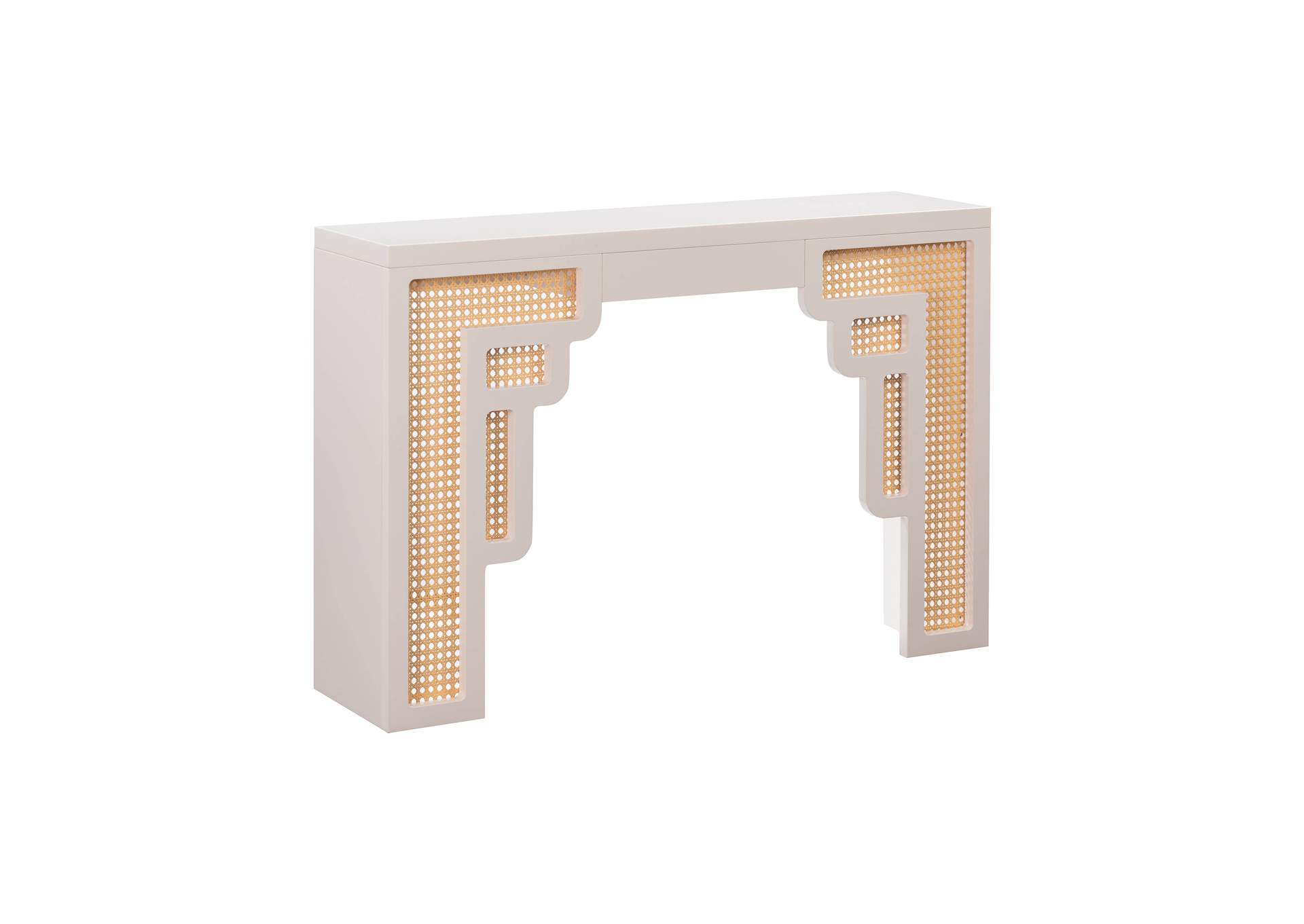 Suzie Cream and Rattan Console Table image 1