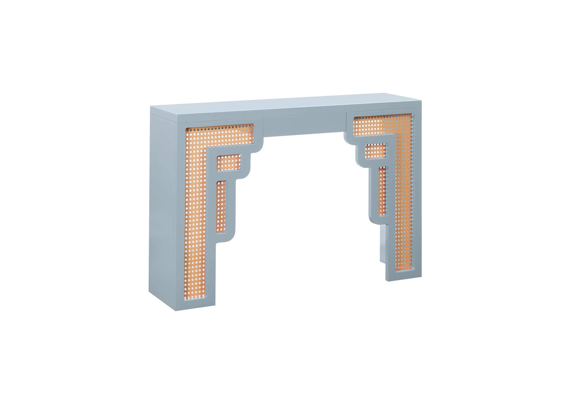 Suzie Pastel Blue and Rattan Console Table image 1