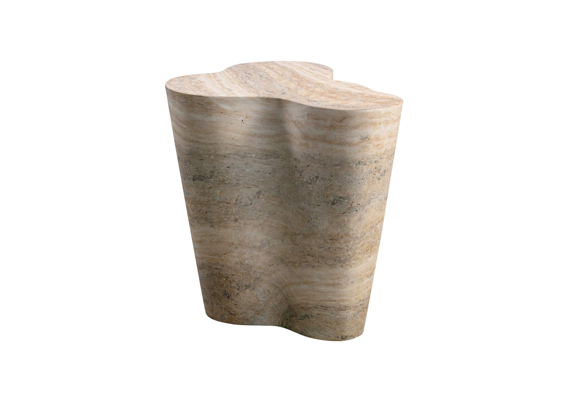 Slab Faux Travertine Tall Side Table image 1