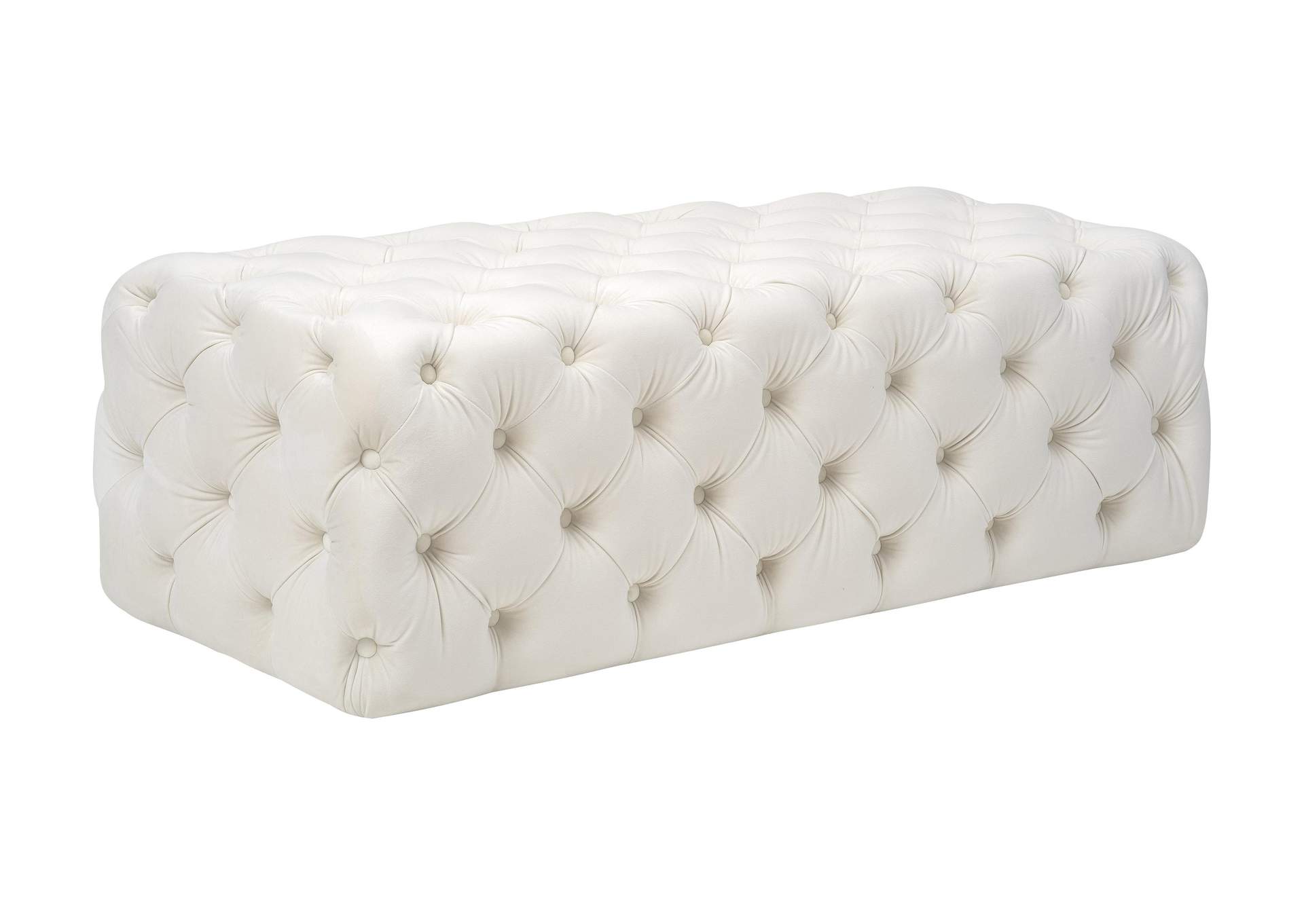 Kaylee Cream Velvet Ottoman image 1
