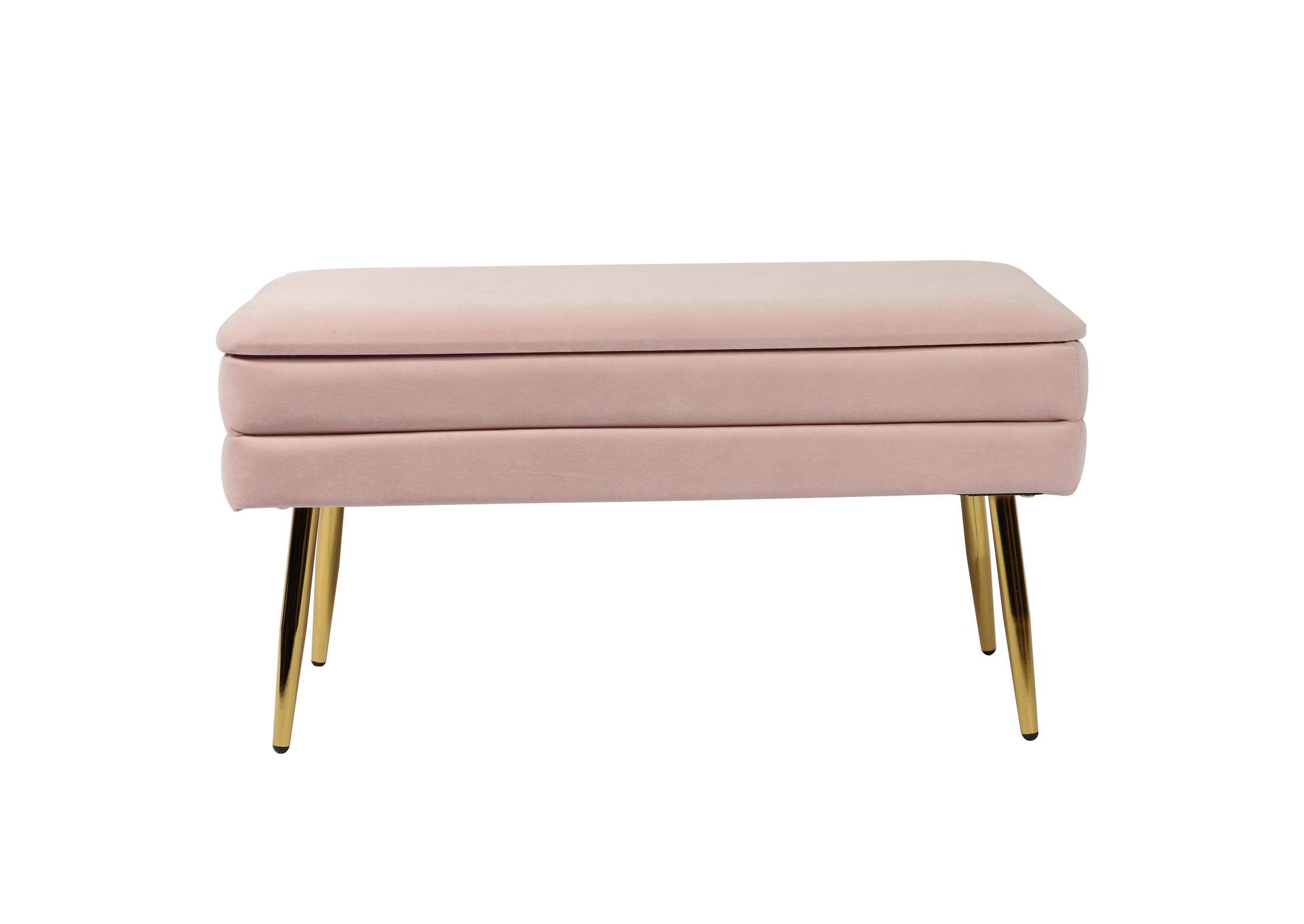 Ziva Blush Velvet Storage Bench image 1