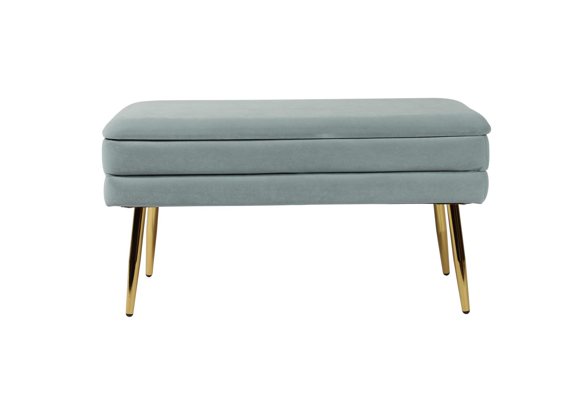 Ziva Sea Blue Velvet Storage Bench image 1