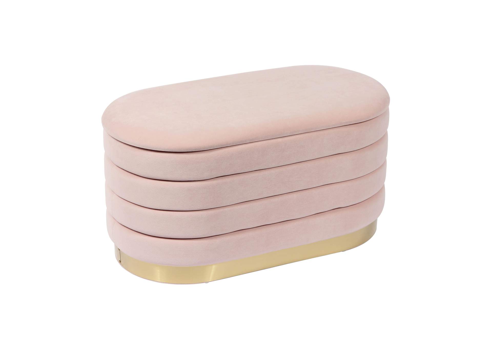 Lillian Blush Velvet Storage Bench image 1