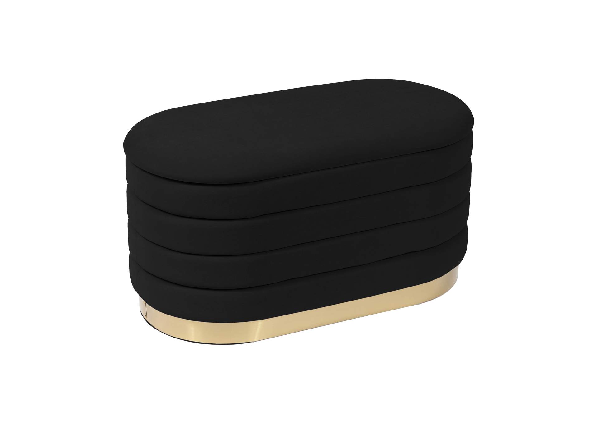 Lillian Black Velvet Storage Bench image 1