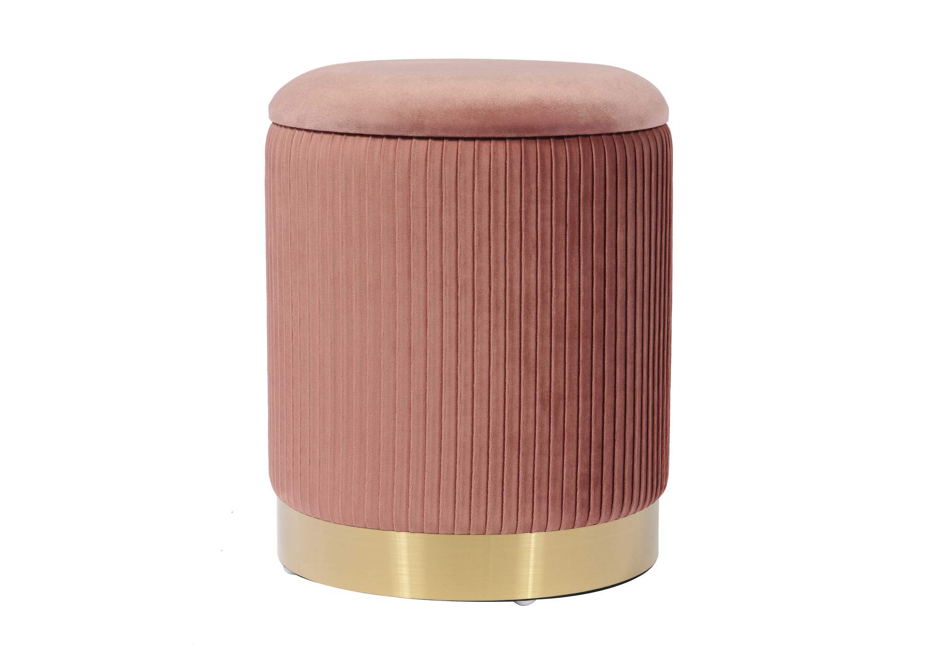 Zoe Blush Velvet Storage Ottoman image 1