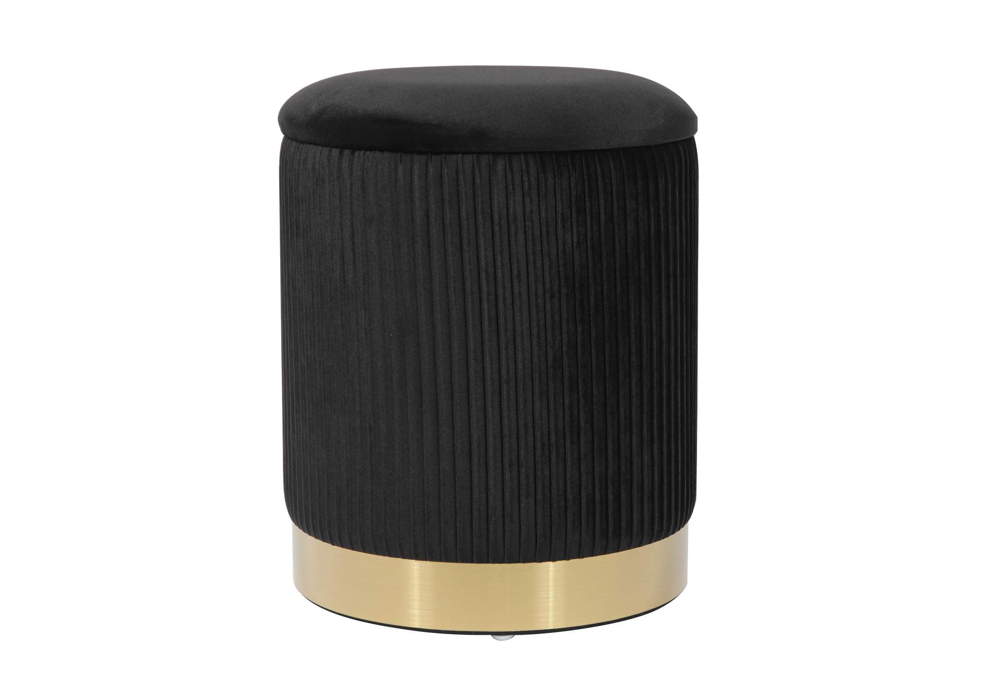 Zoe Black Velvet Storage Ottoman image 1