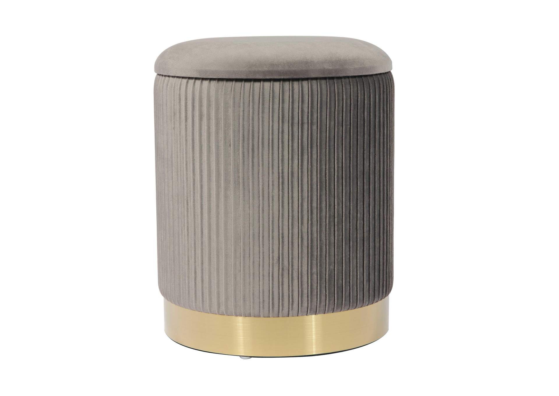 Zoe Grey Velvet Storage Ottoman image 1