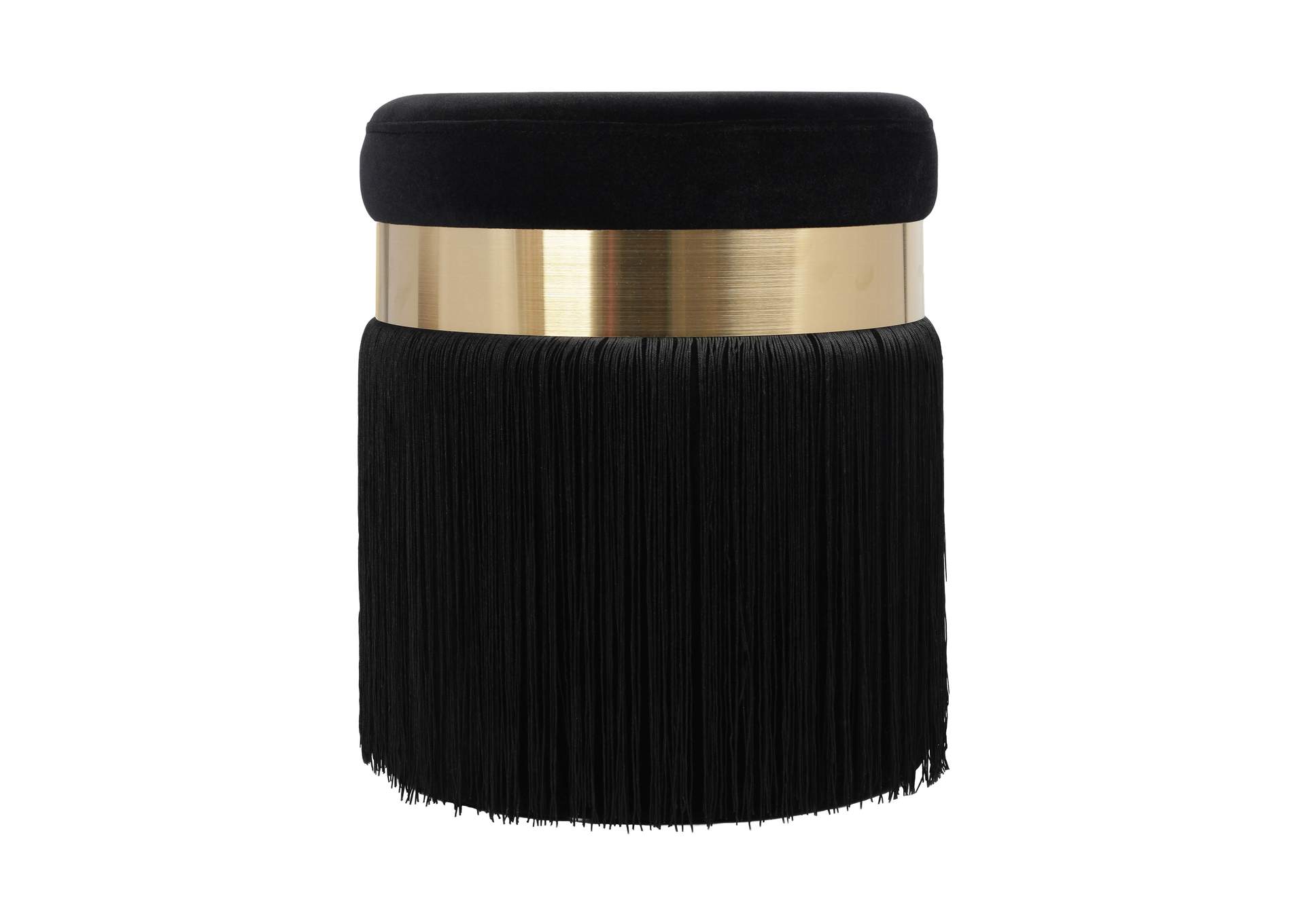 Melody Black Tasseled Ottoman image 1