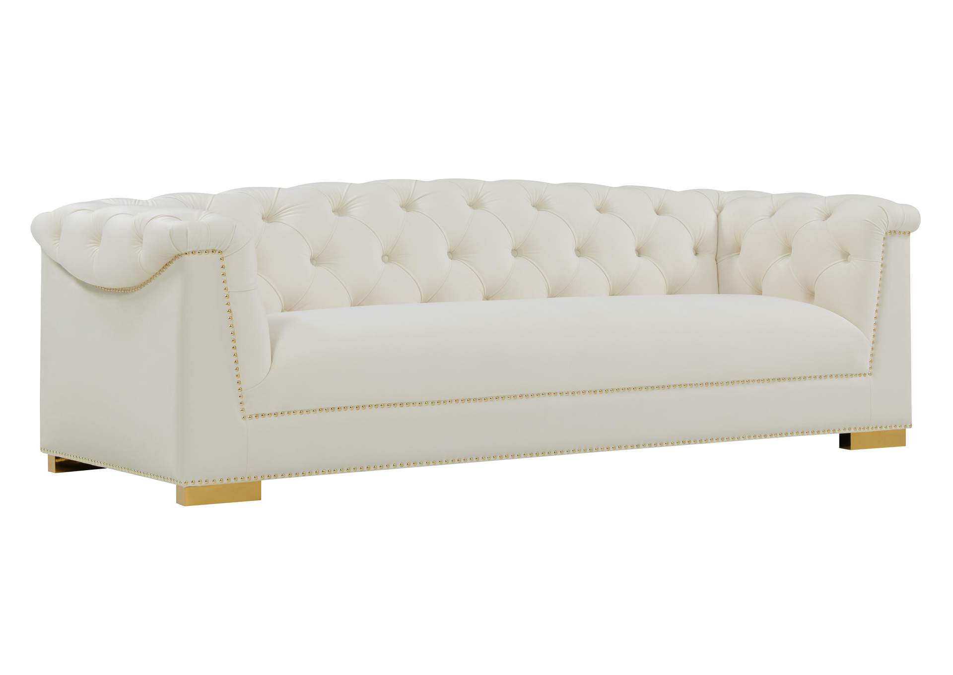 Farah Cream Velvet Sofa image 1