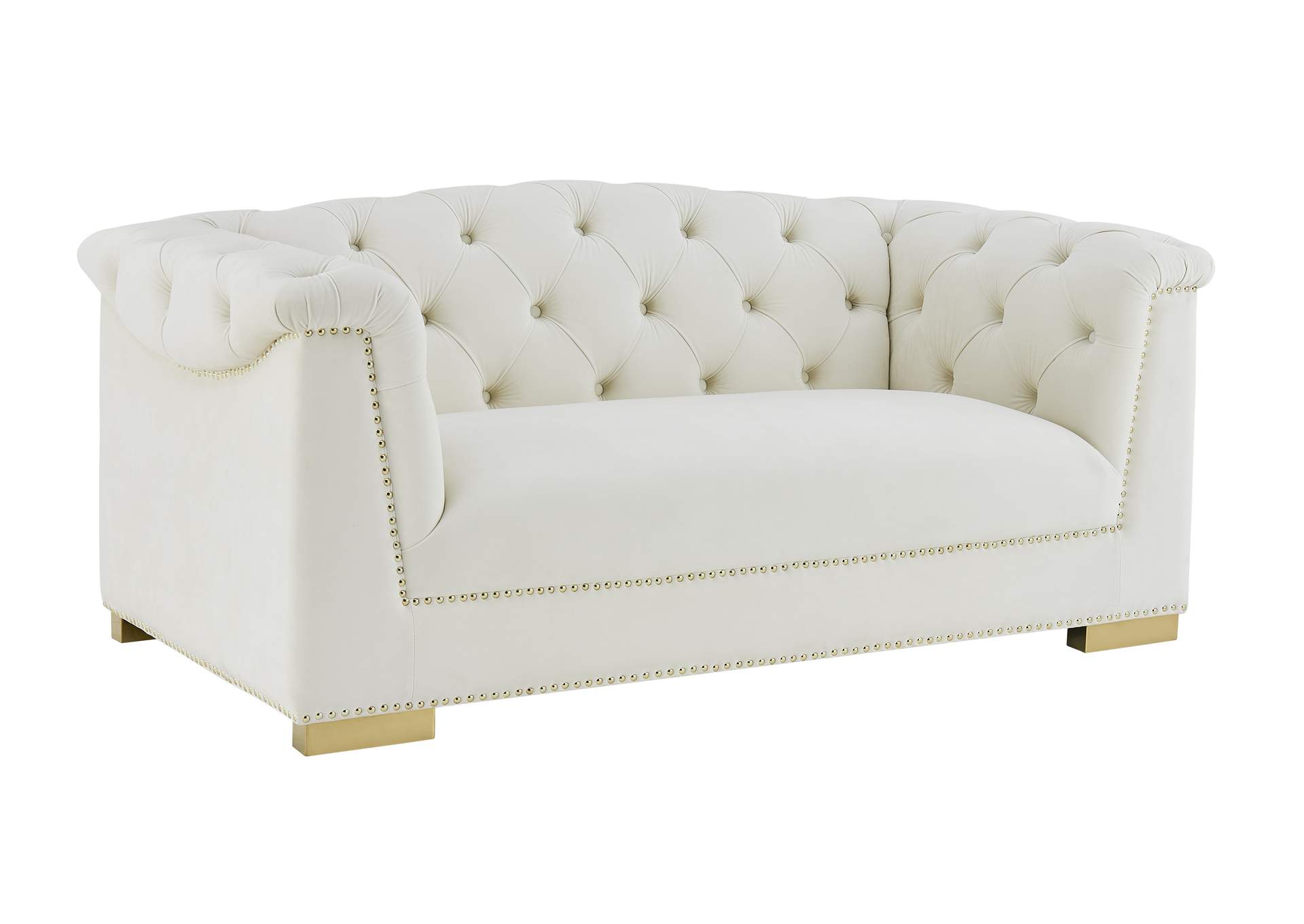 Farah Cream Velvet Loveseat image 1