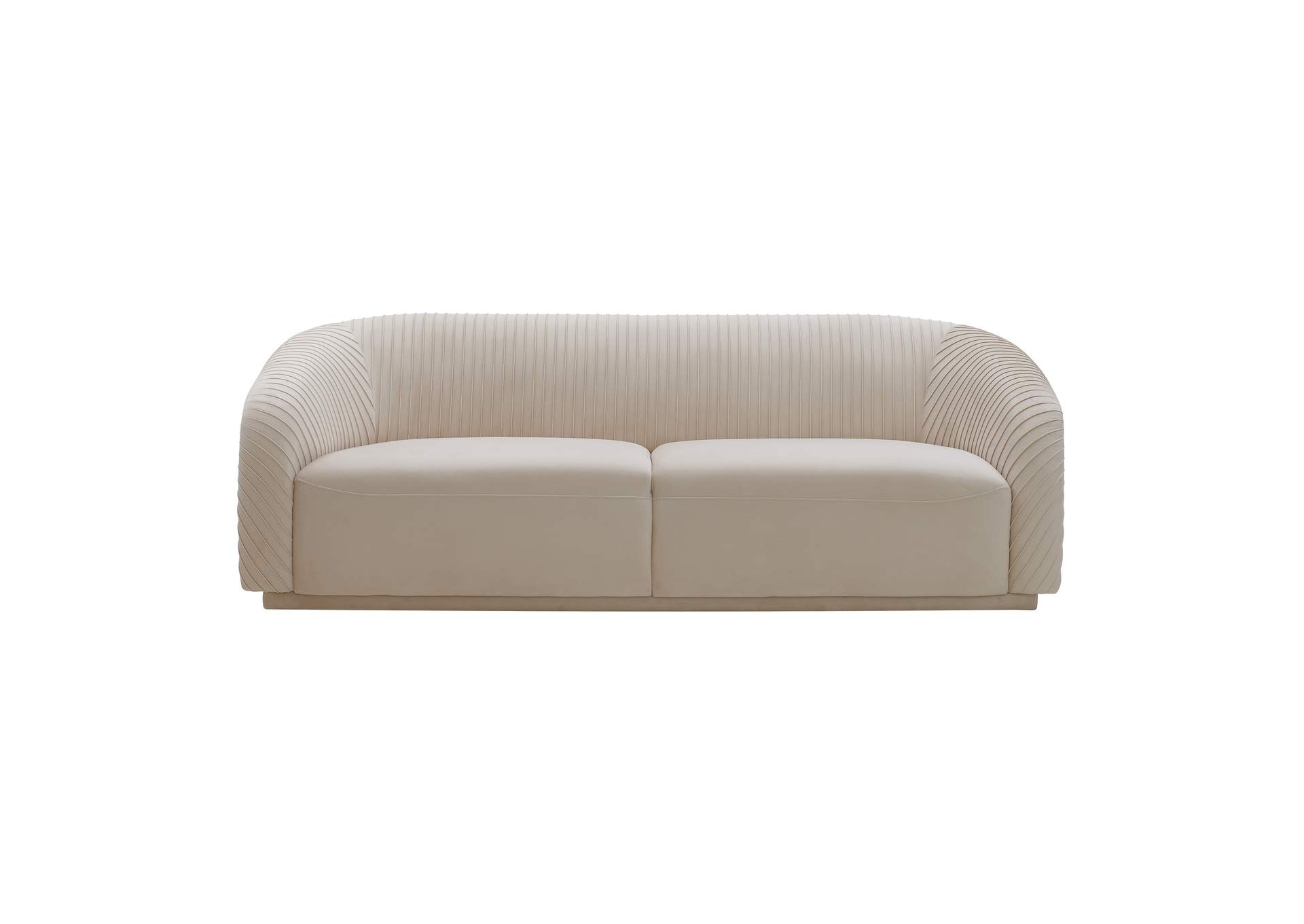 Yara Pleated Beige Velvet Sofa image 1