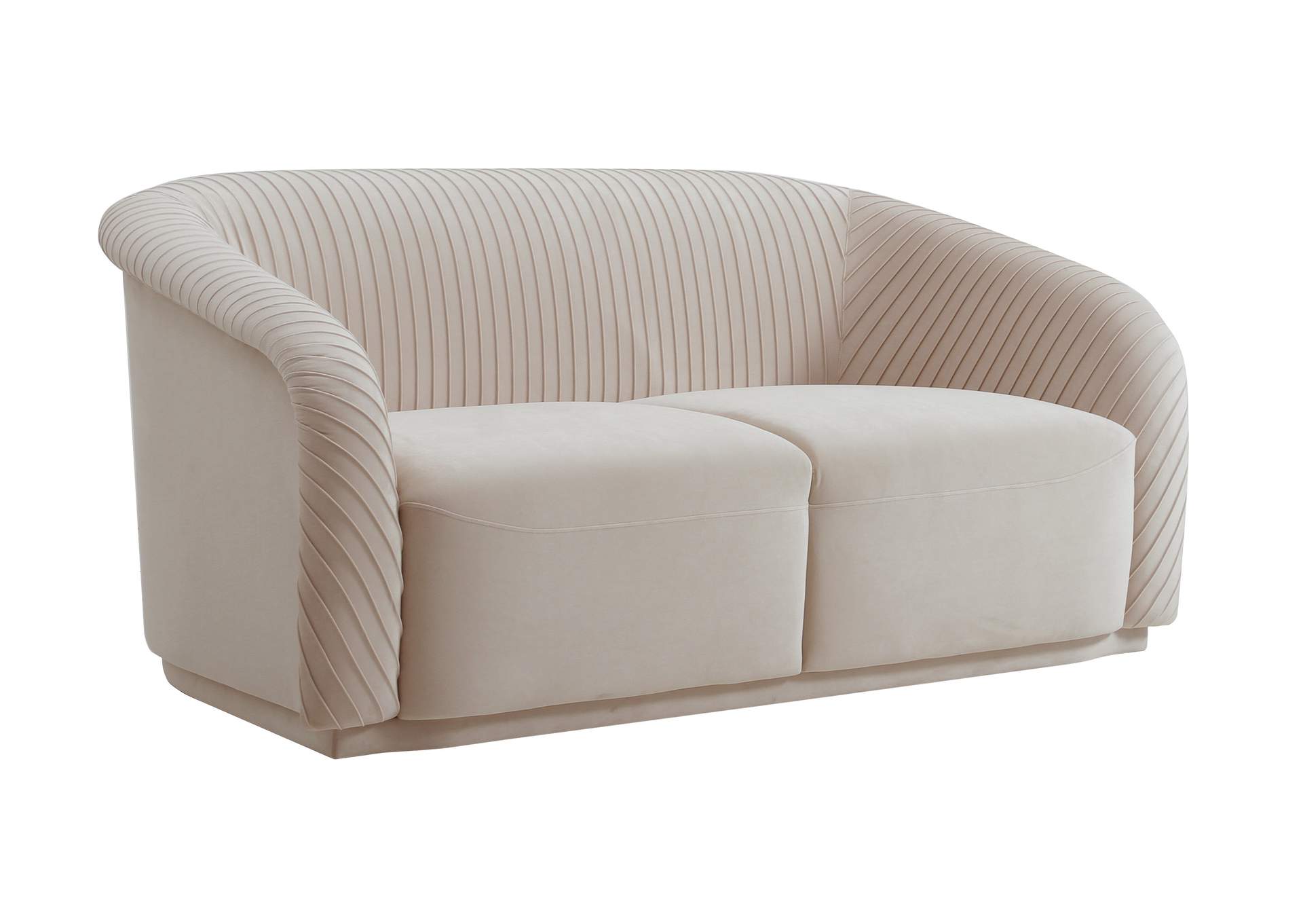 Yara Pleated Beige Velvet Loveseat image 1