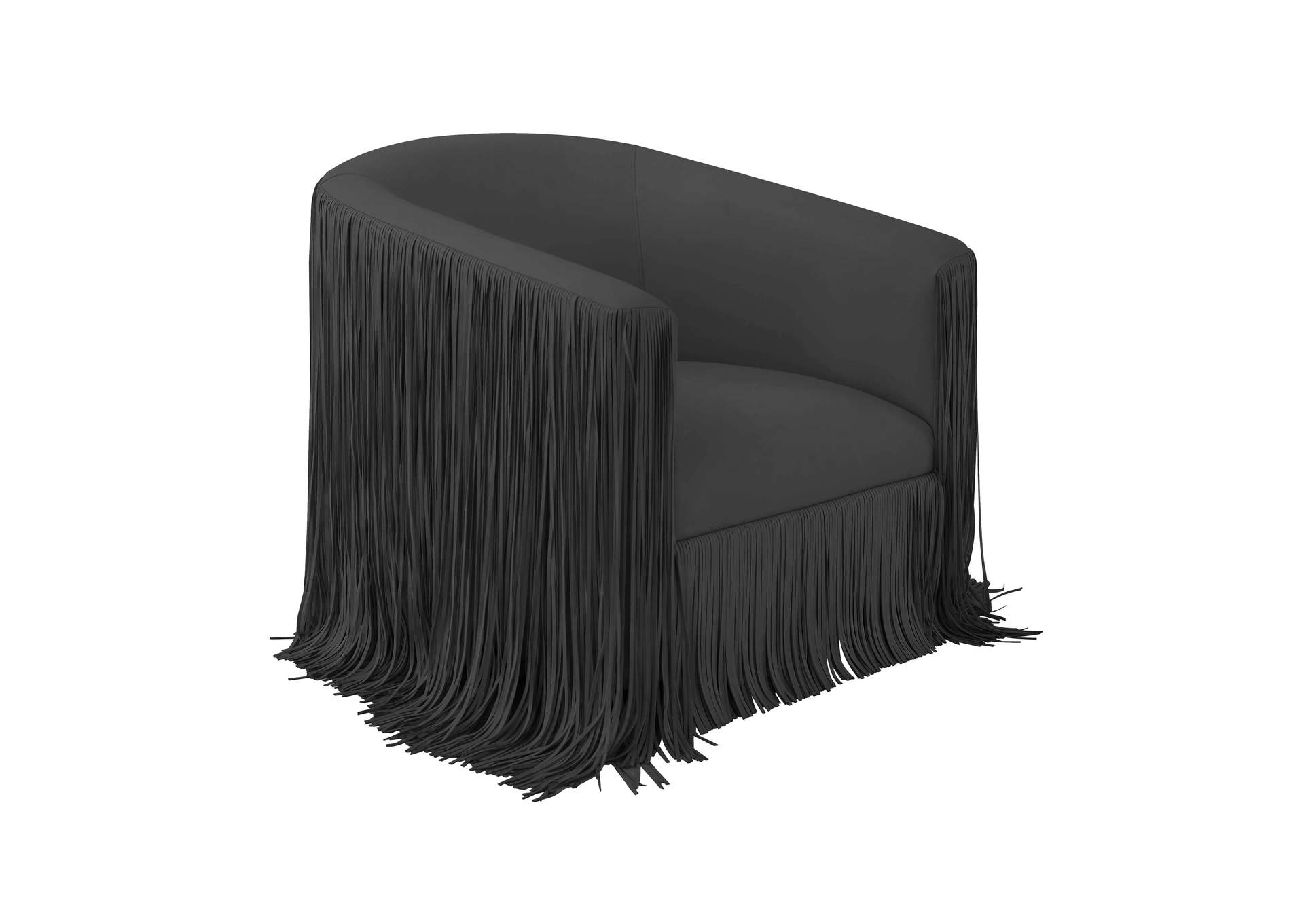 Shag Me Black Performance Vegan Leather Swivel Chair image 1