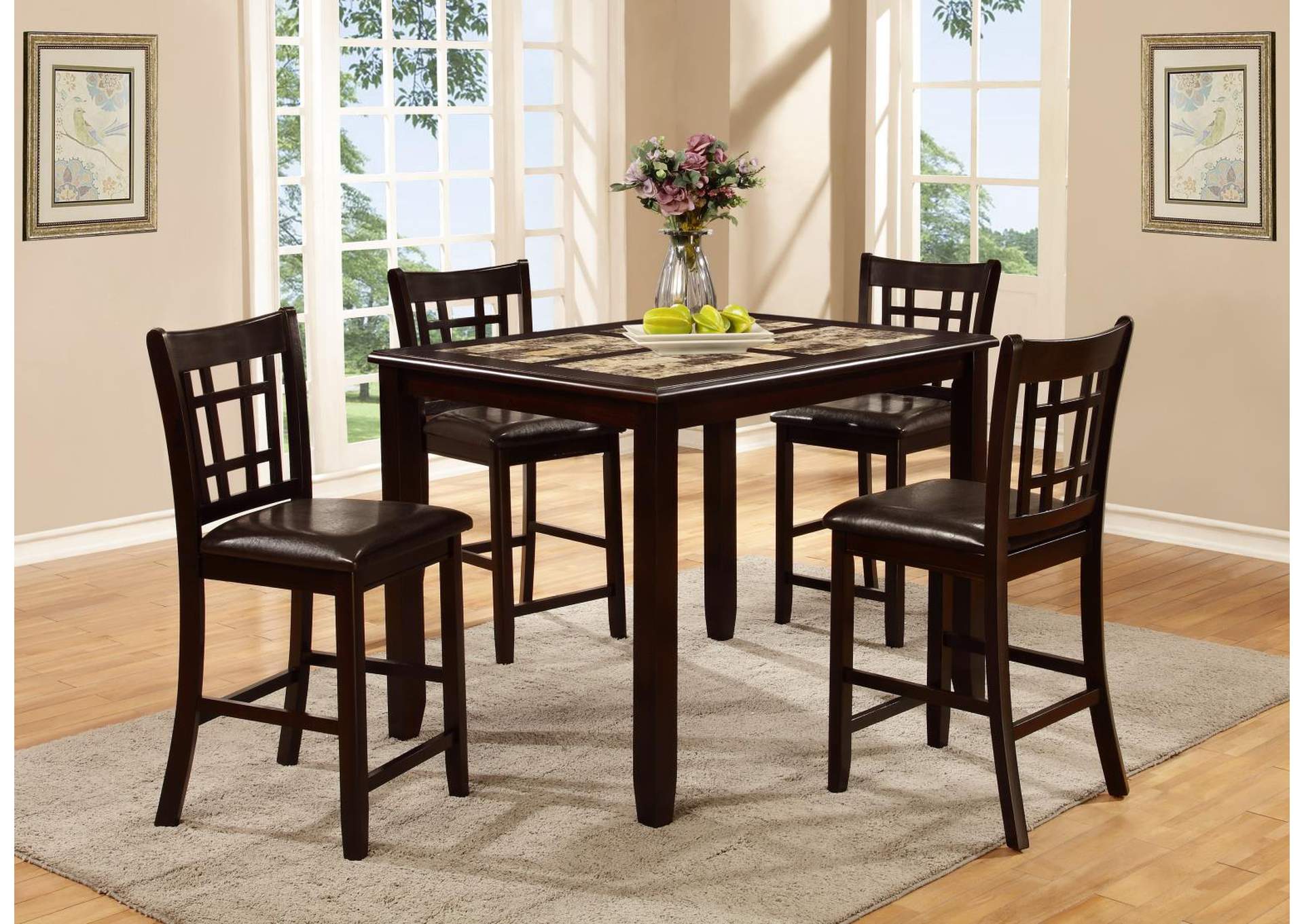 Espresso Counter Height Table & 4 Chairs image 1