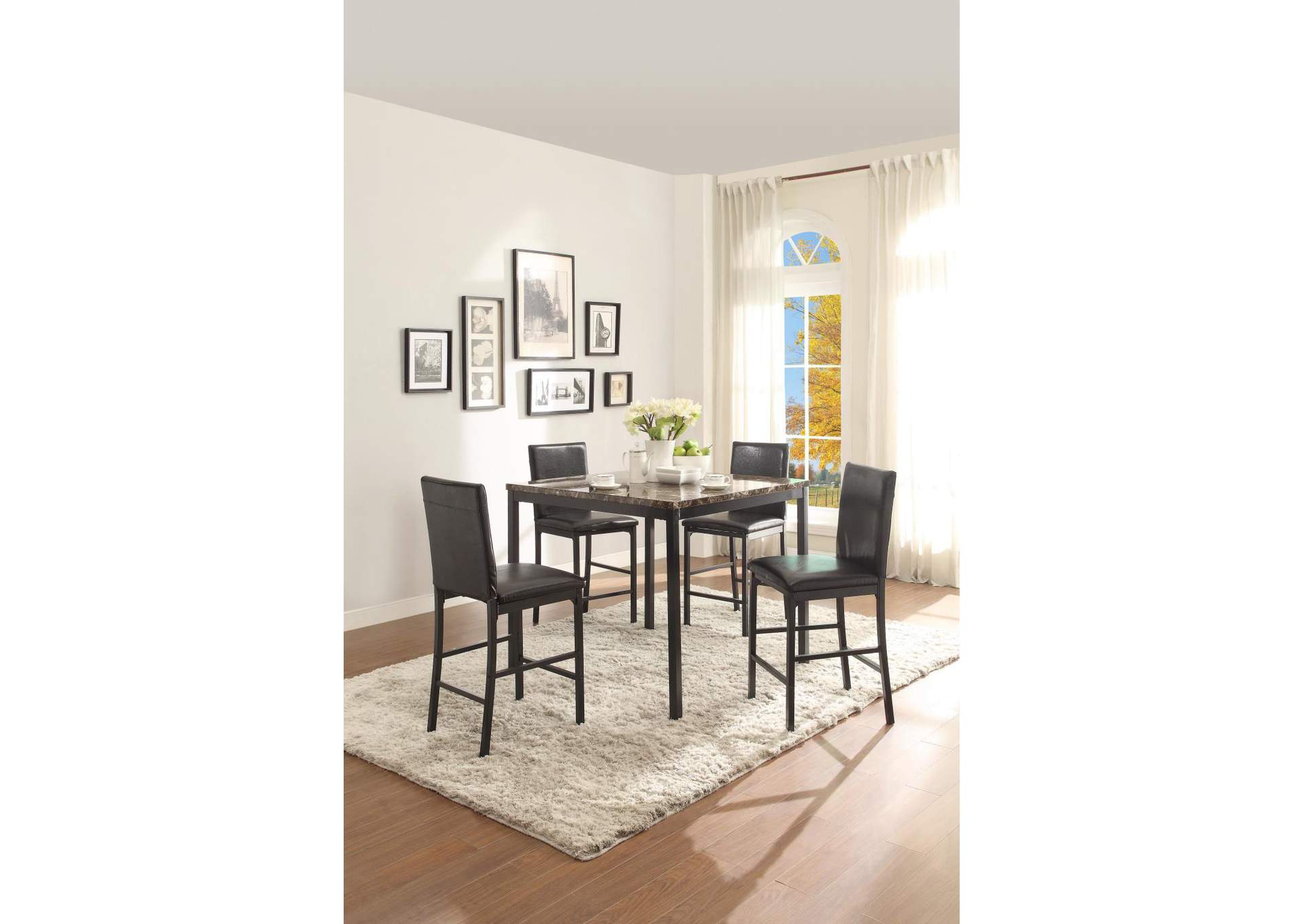 Counter Height Table Faux Marble (Brown) image 1