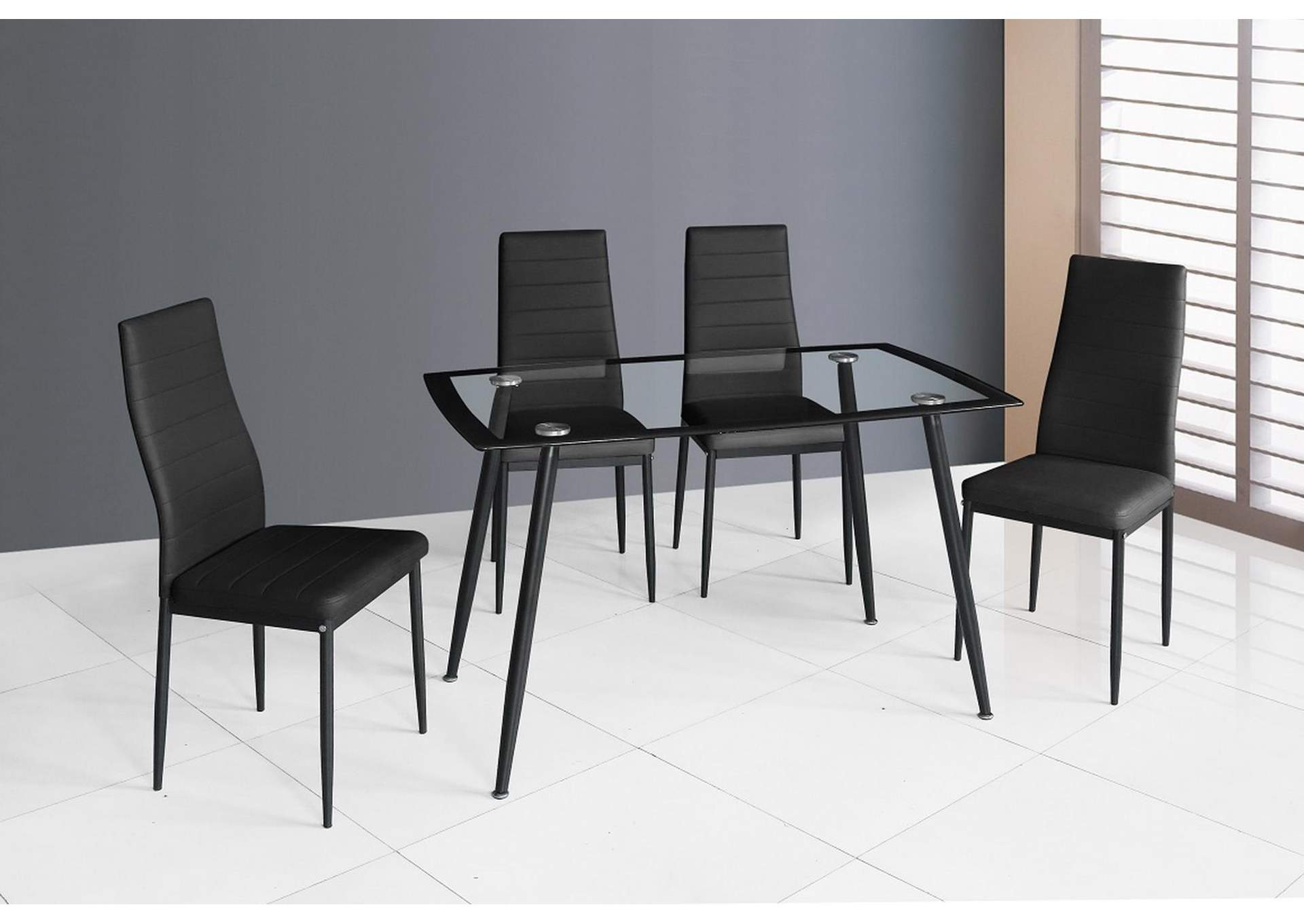 Black Dining Table & 4 Chairs image 1