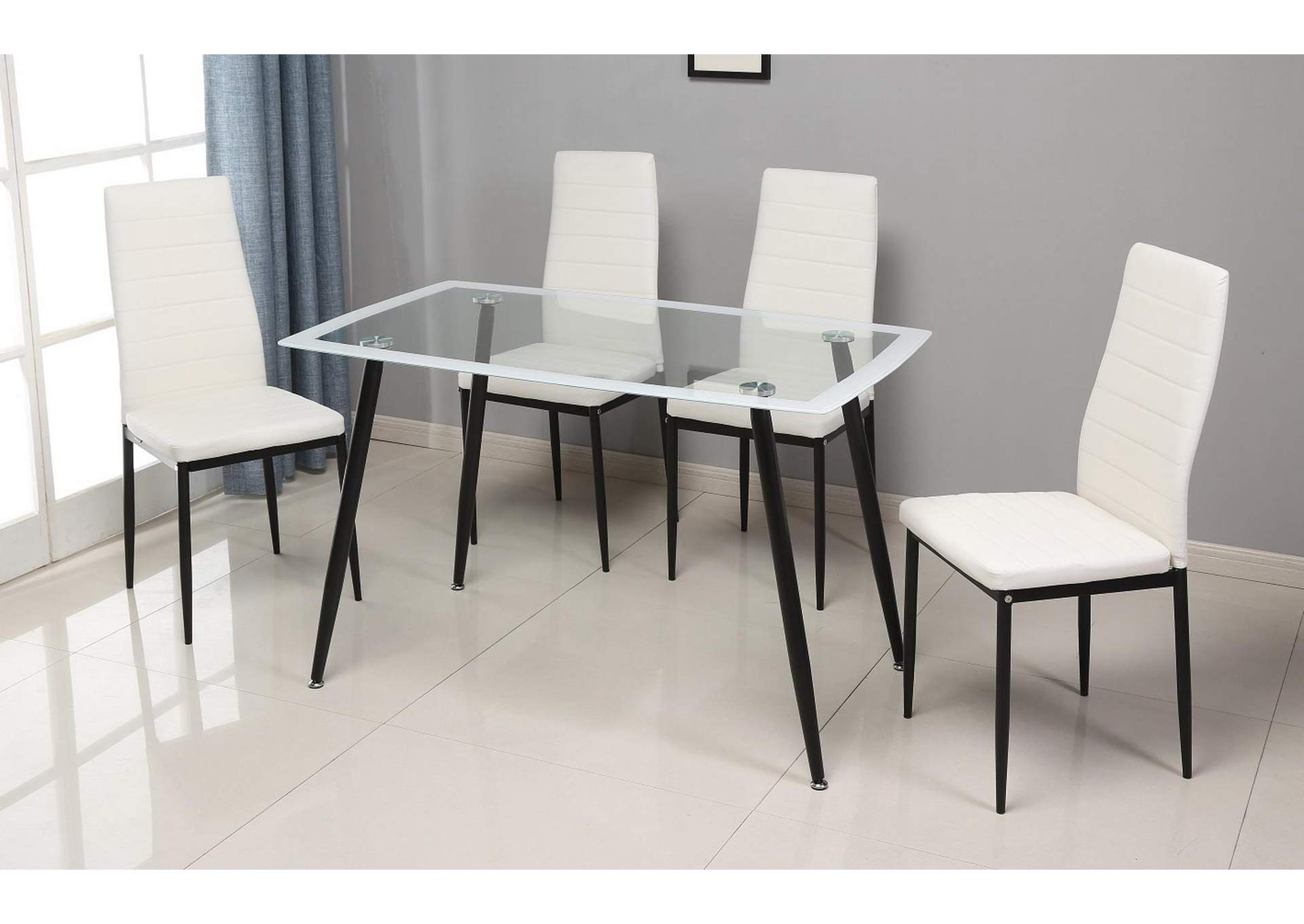 White Dining Table & 4 Chairs image 1