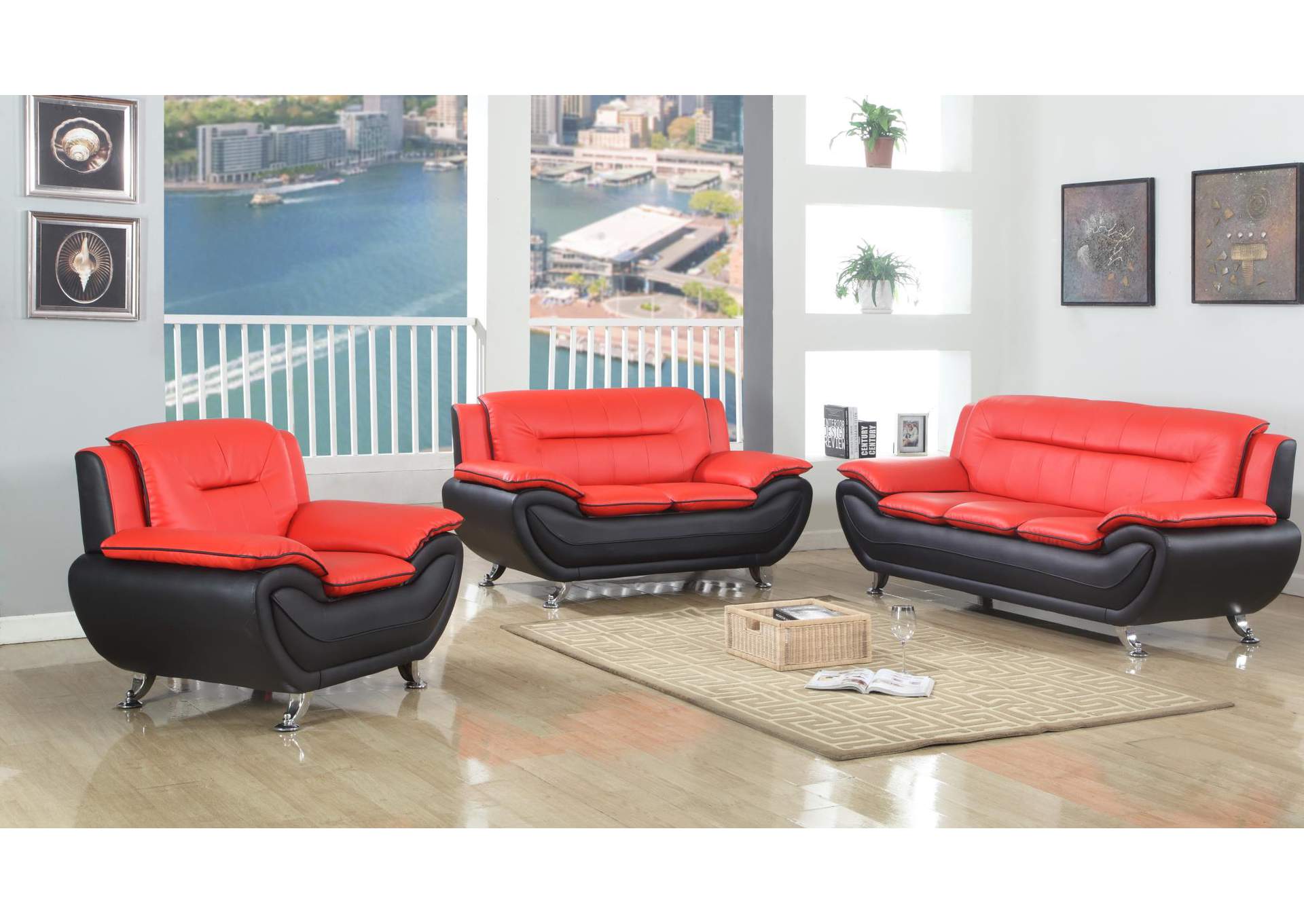 Red Pu Sofa image 1