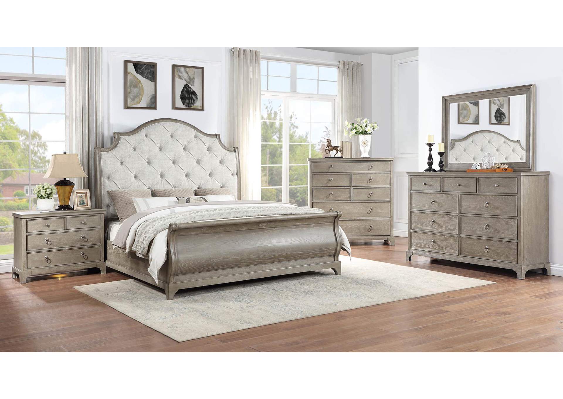King 3 Piece Bedroom Set With Bed, Dresser, and Mirror image 1