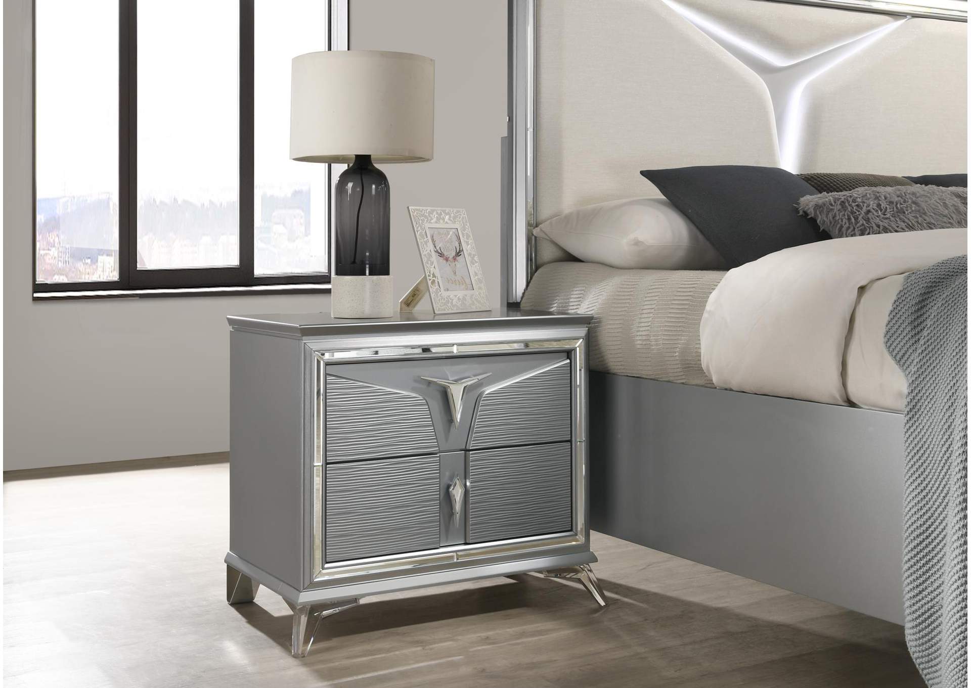 Olive Silver Nightstand image 1