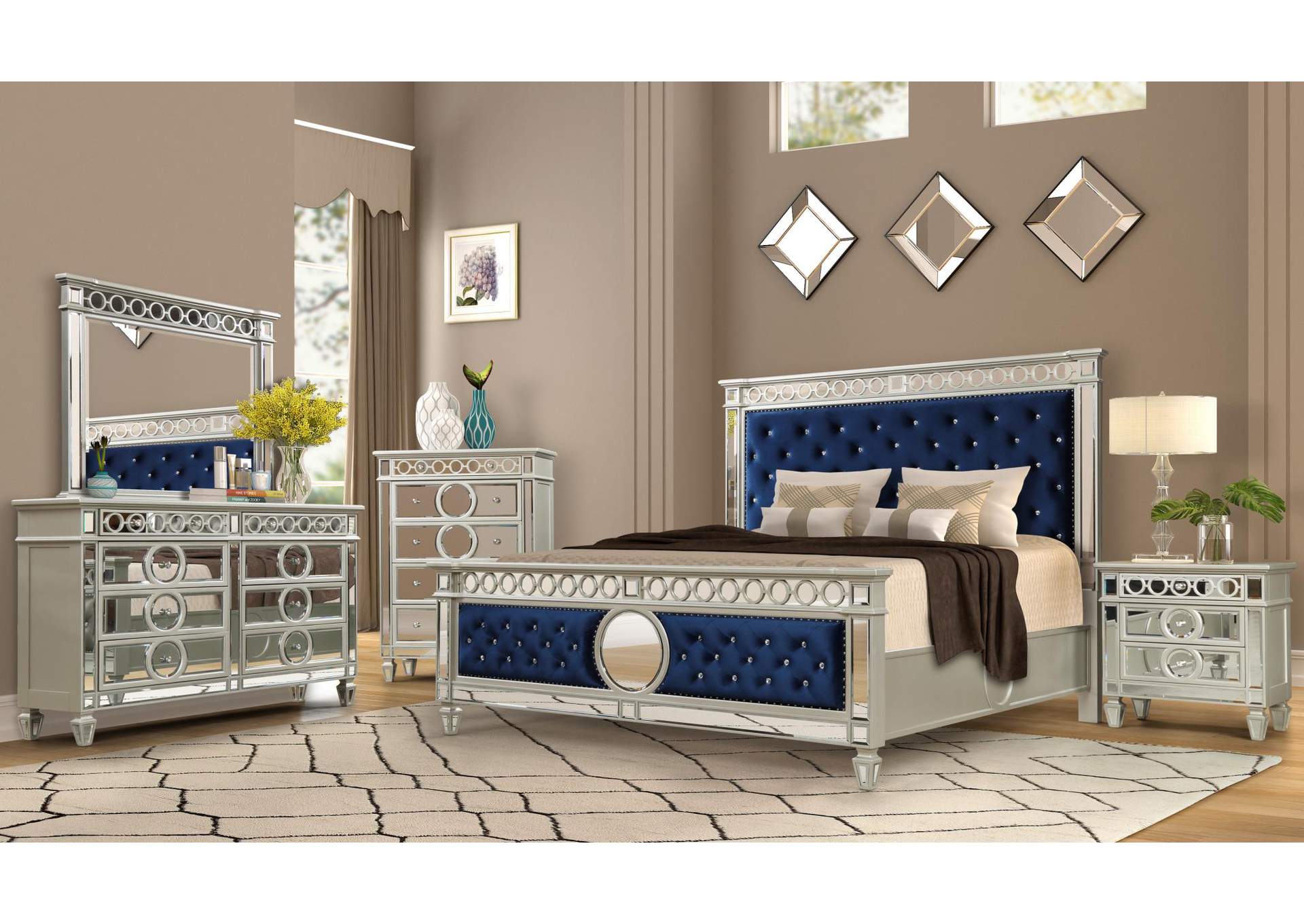 King 5 Piece Bedroom Set With Dresser, Mirror, Chest, and Nightstand image 1