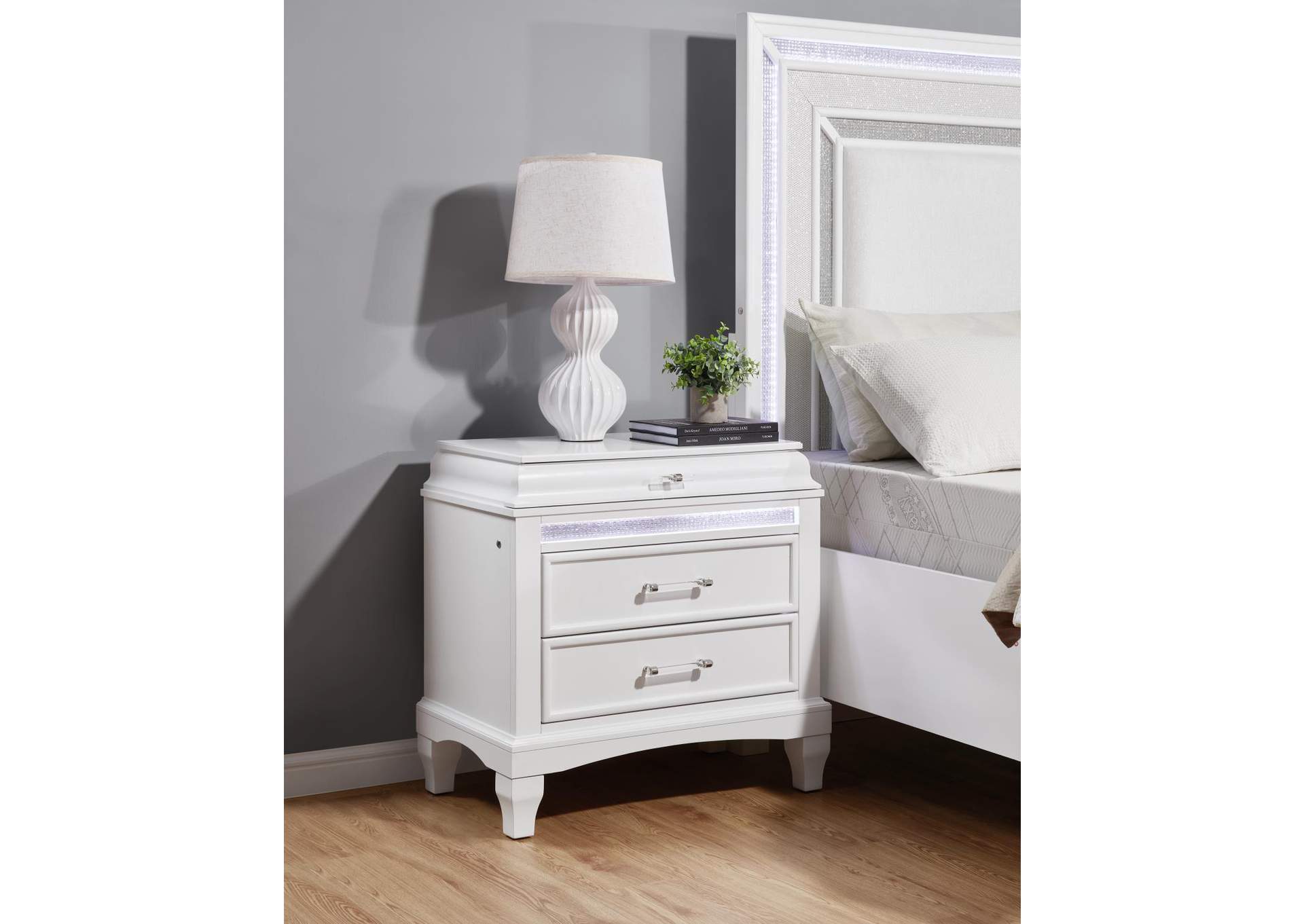 White Led Nightstand image 1
