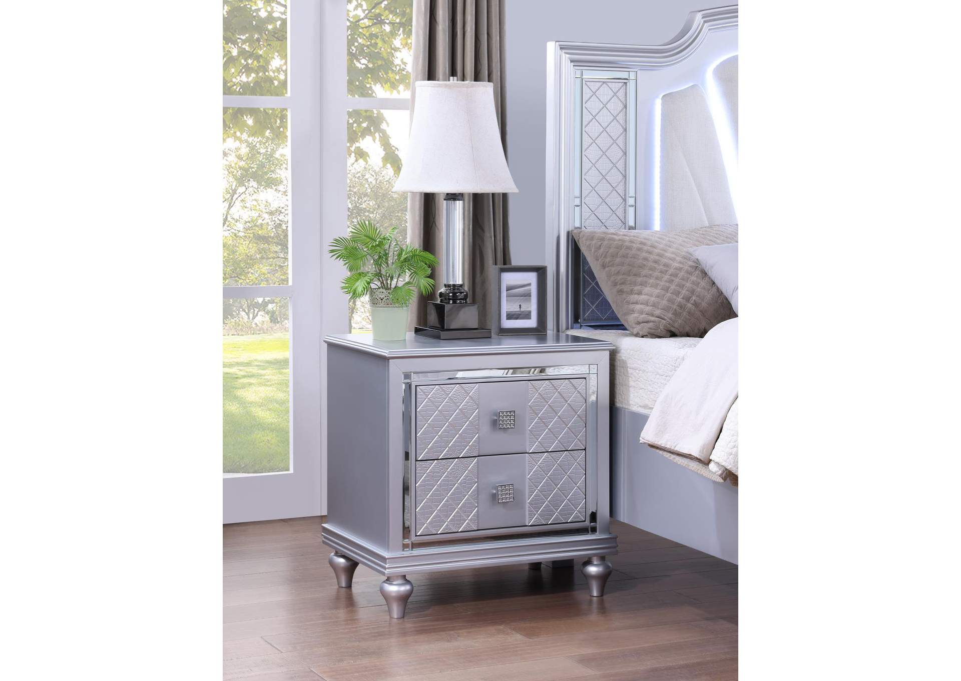 Silver Nightstand With Usb image 1