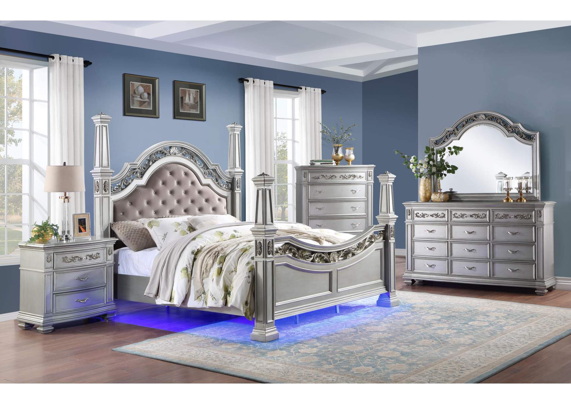 King 3 Piece Bedroom Set With Bed, Dresser, and Mirror image 1