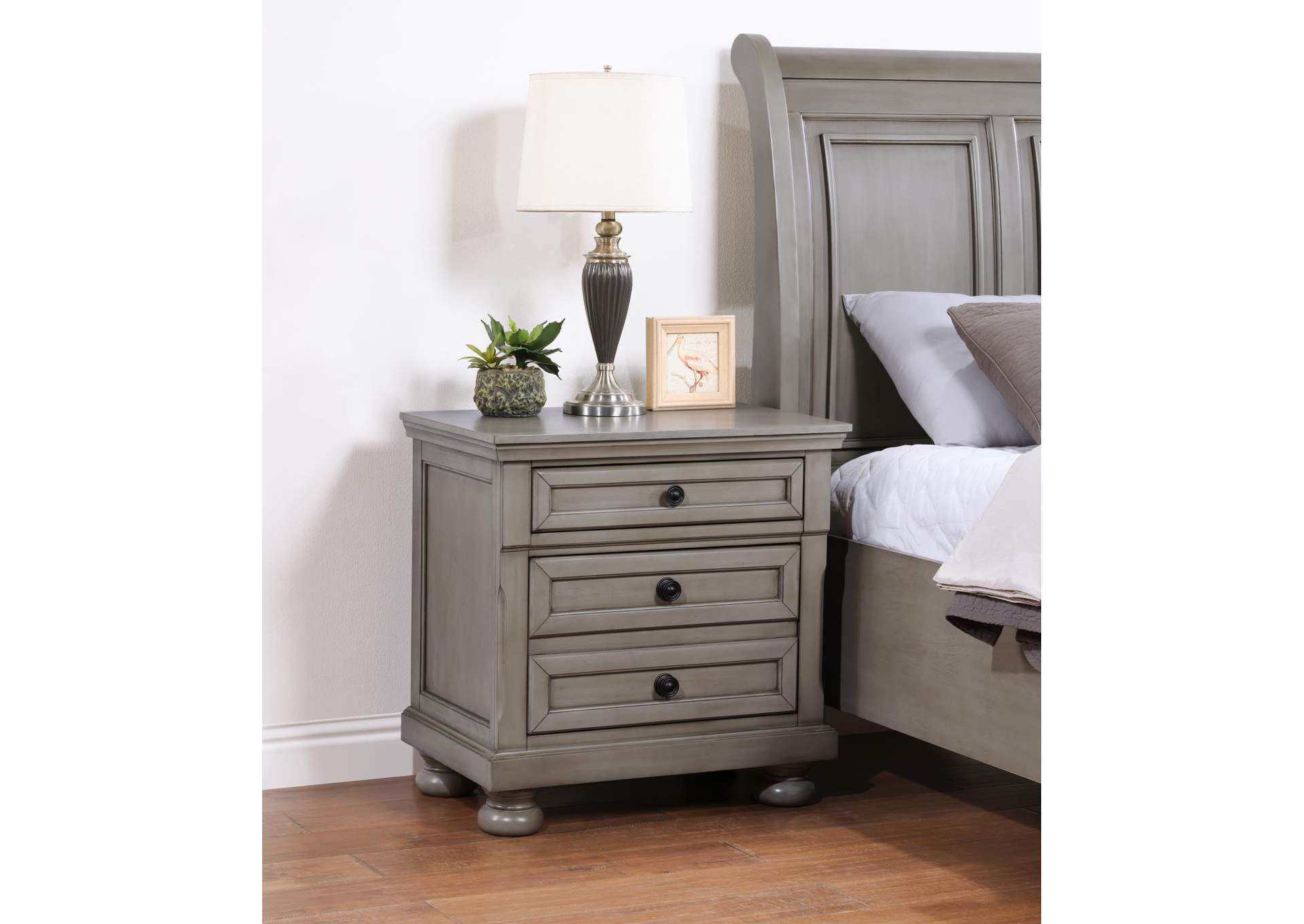 Light Gray Nightstand image 1