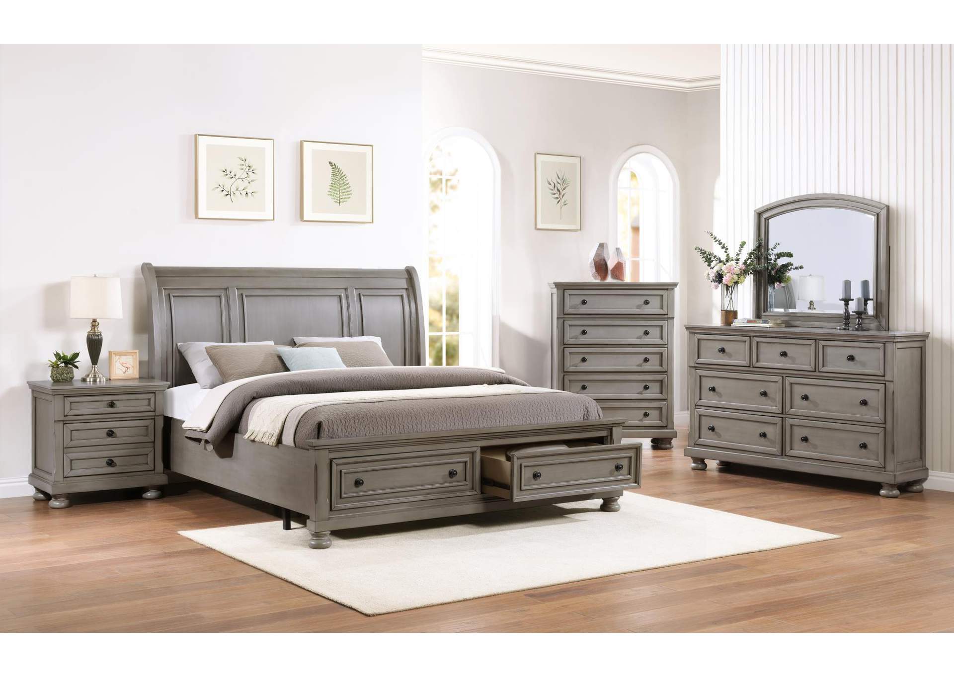 King 3 Piece Bedroom Set With Bed, Dresser, and Mirror image 1