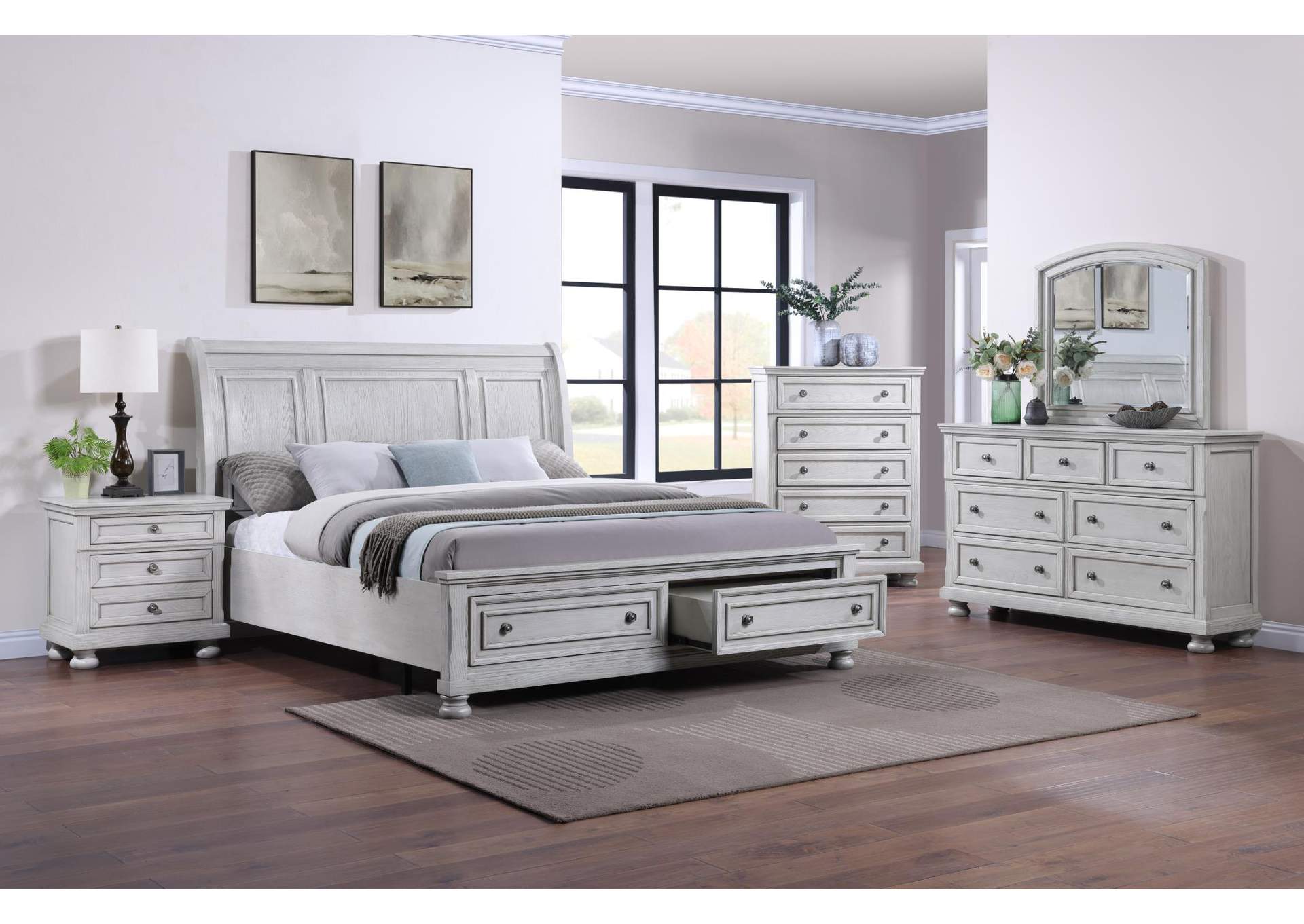 King 3 Piece Bedroom Set With Bed, Dresser, and Mirror image 1