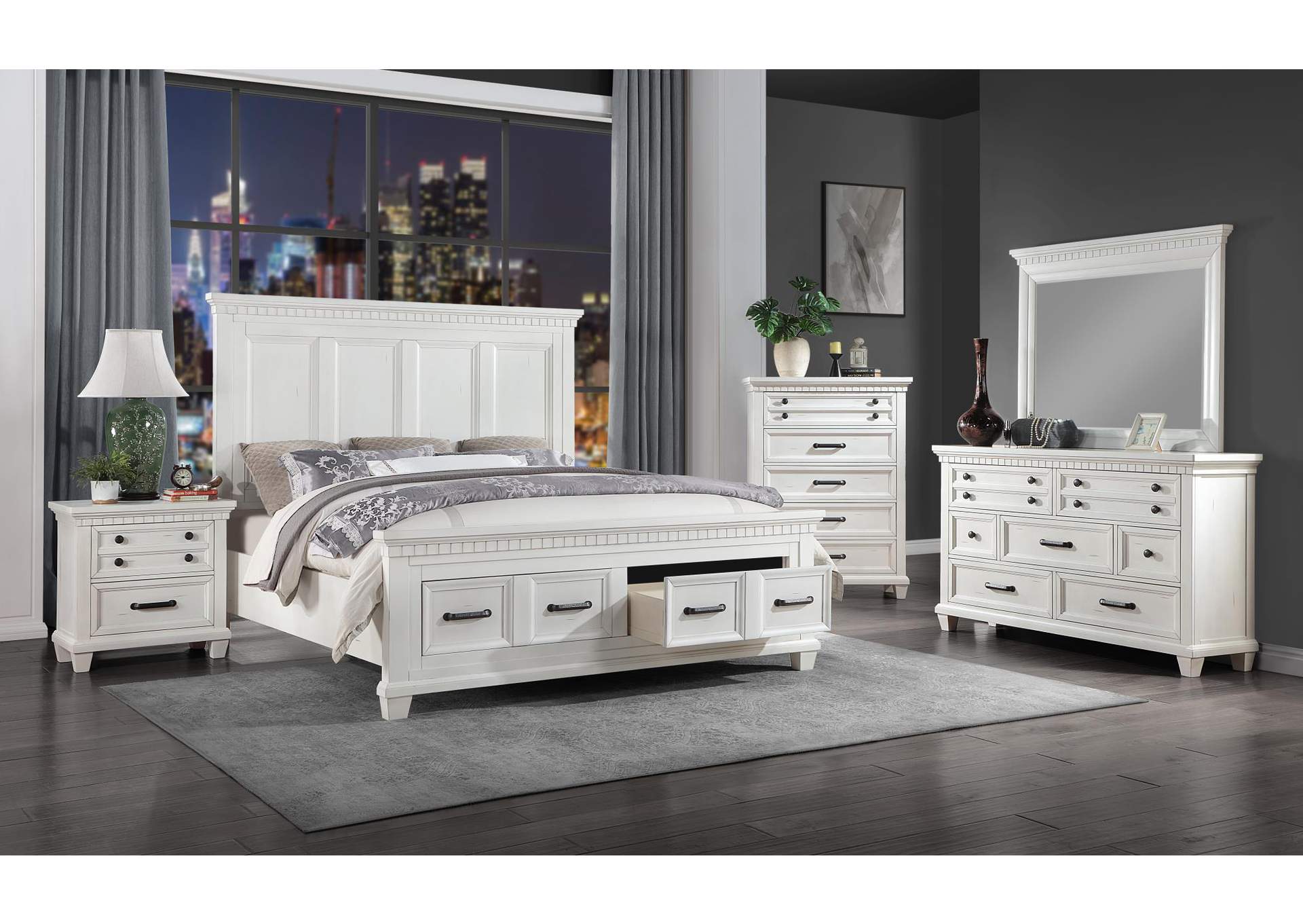 Queen 5 Piece Bedroom Set With Dresser, Mirror, Chest, and Nightstand image 1