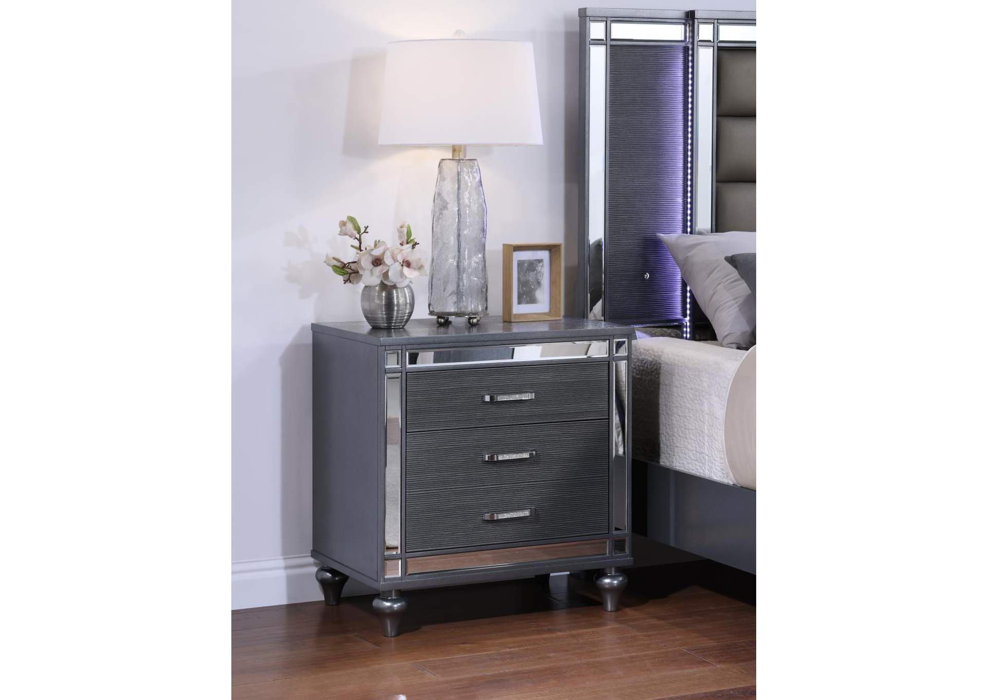 Charcoal Gloss Nightstand image 1