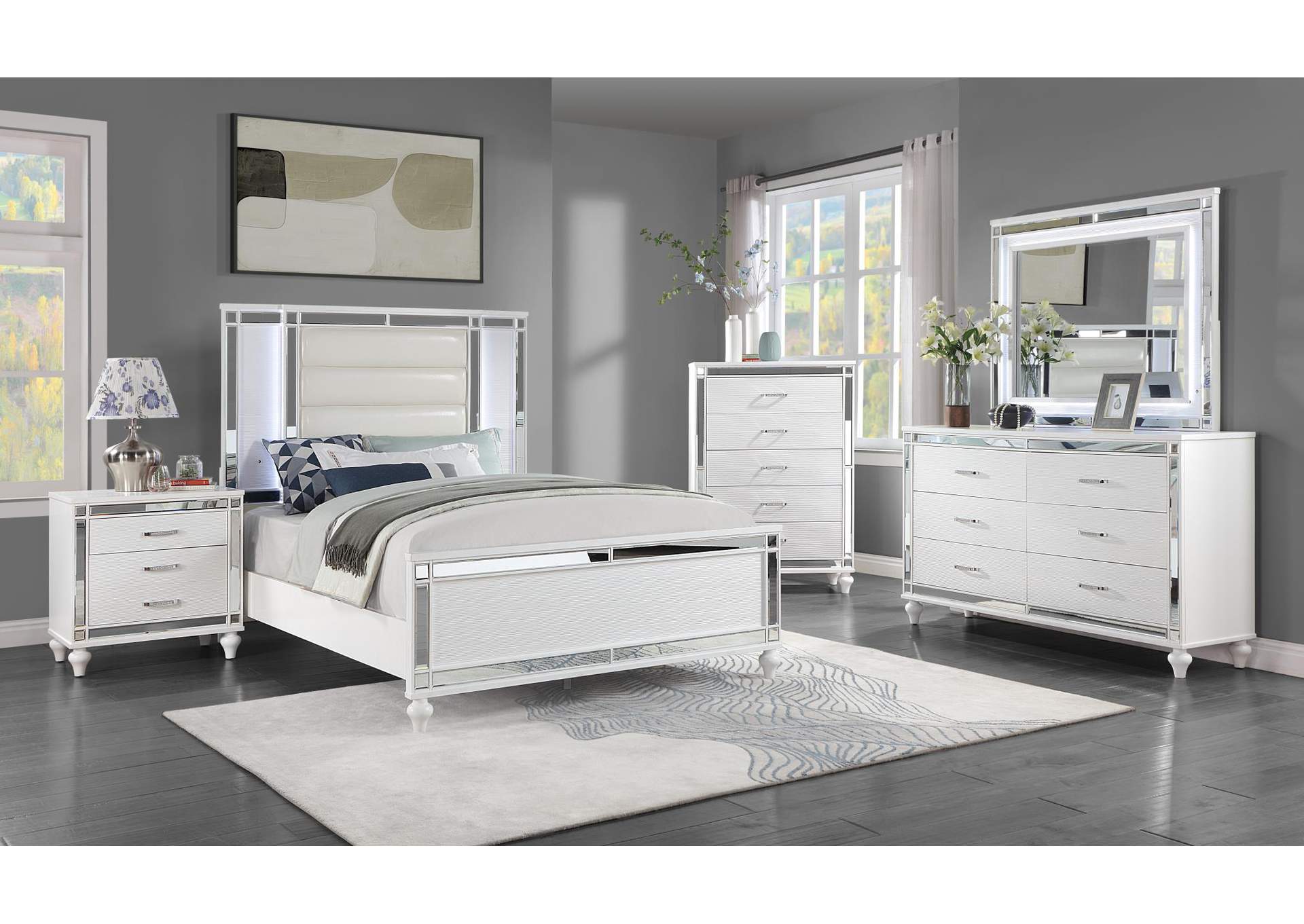 Queen 3 Piece Bedroom Set With Bed, Dresser, and Mirror image 1