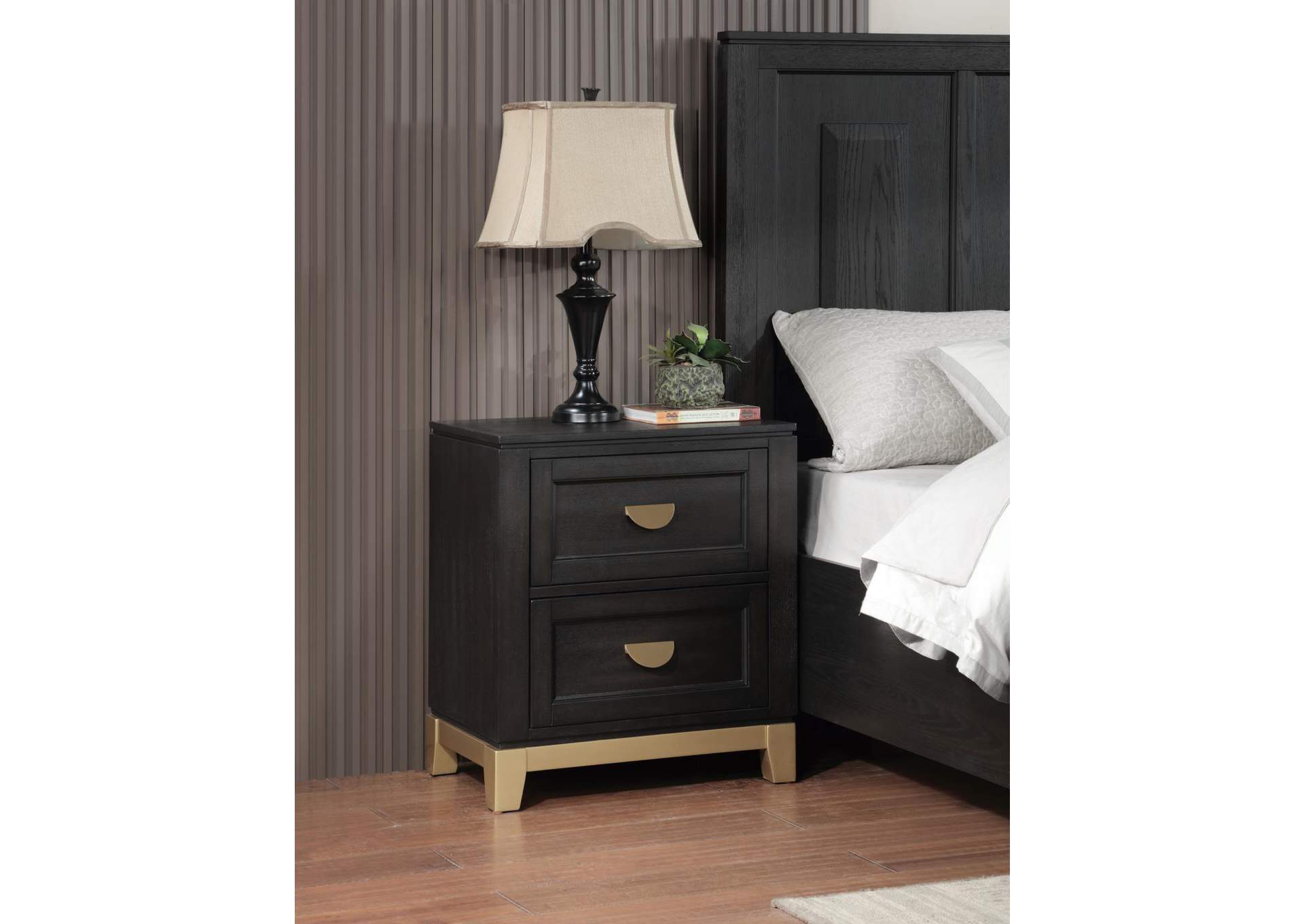 Black - Gold Nightstand image 1