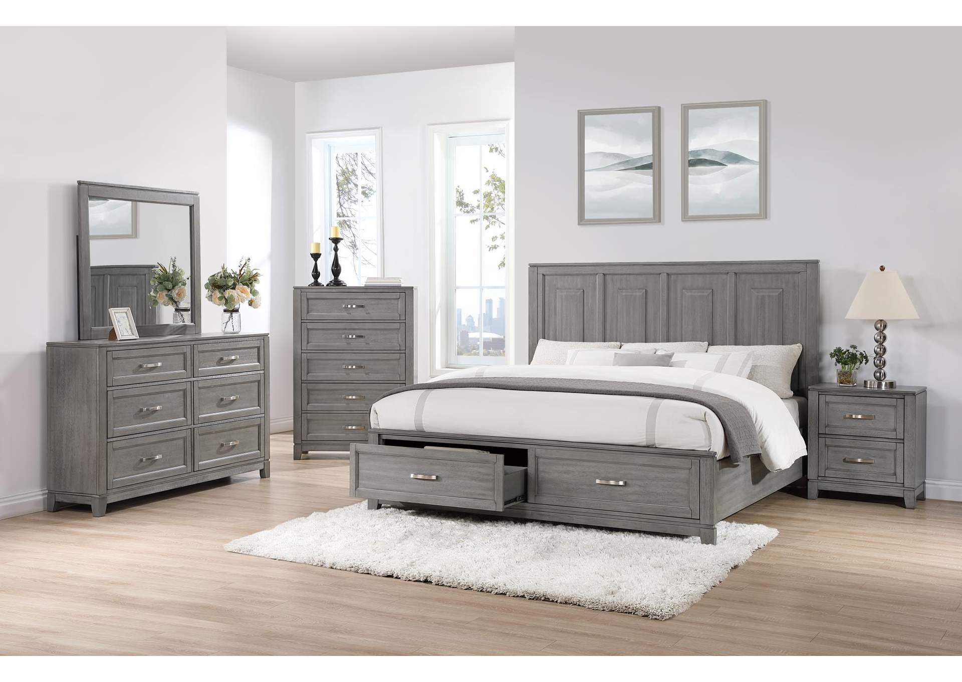 King 3 Piece Bedroom Set With Bed, Dresser, and Mirror image 1