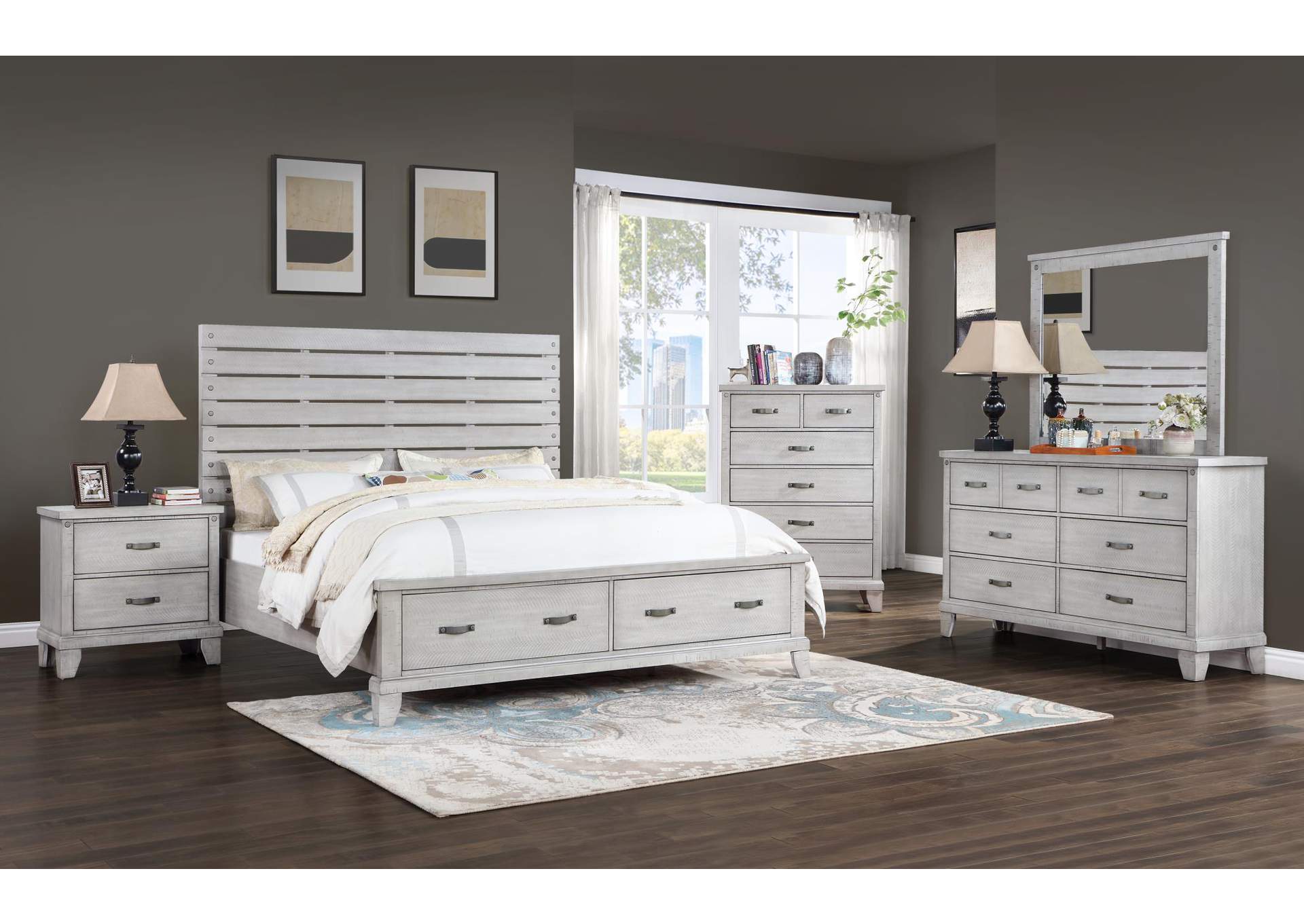 King 3 Piece Bedroom Set With Bed, Dresser, and Mirror image 1