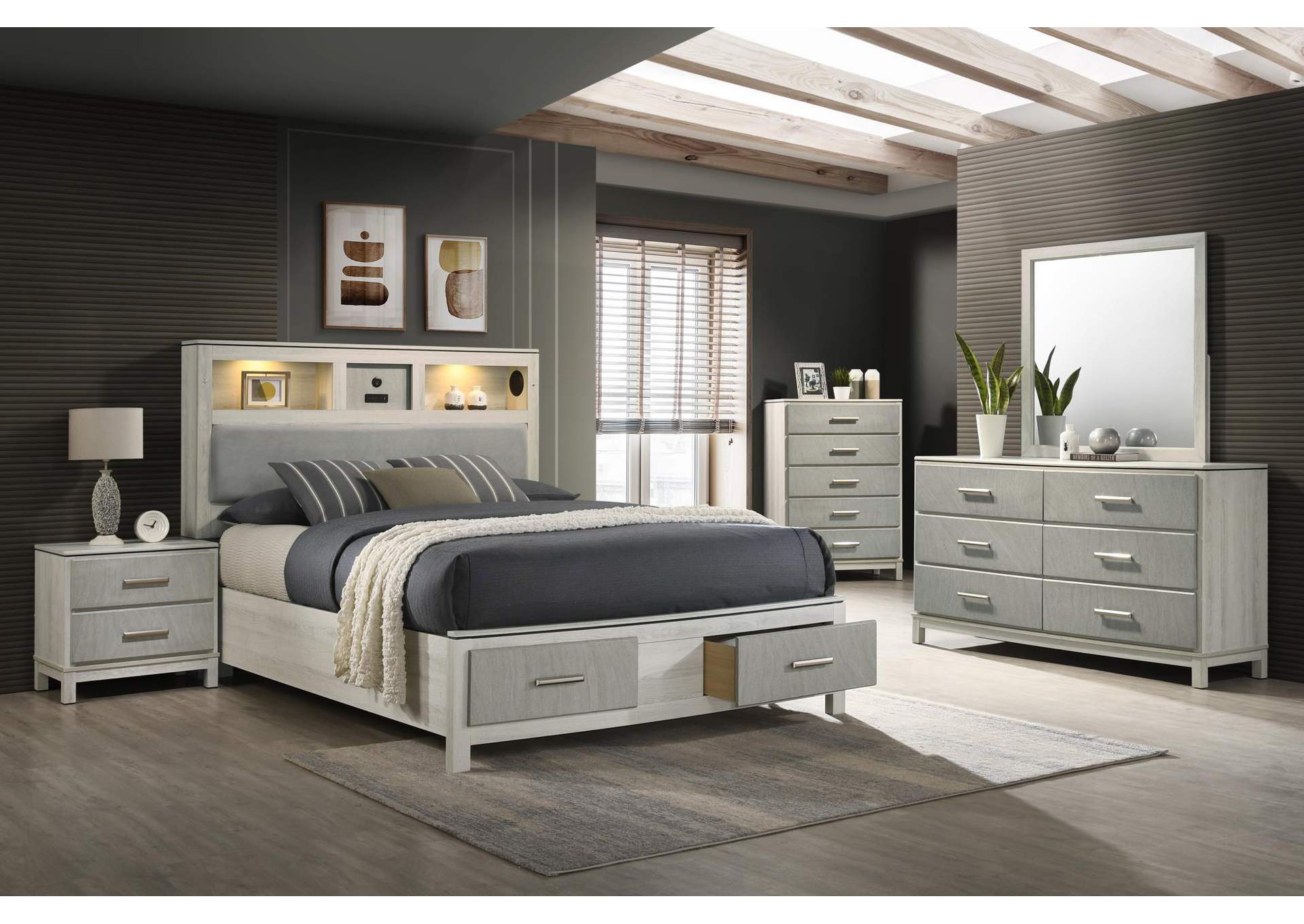 King 5 Piece Bedroom Set With Dresser, Mirror, Chest, and Nightstand image 1