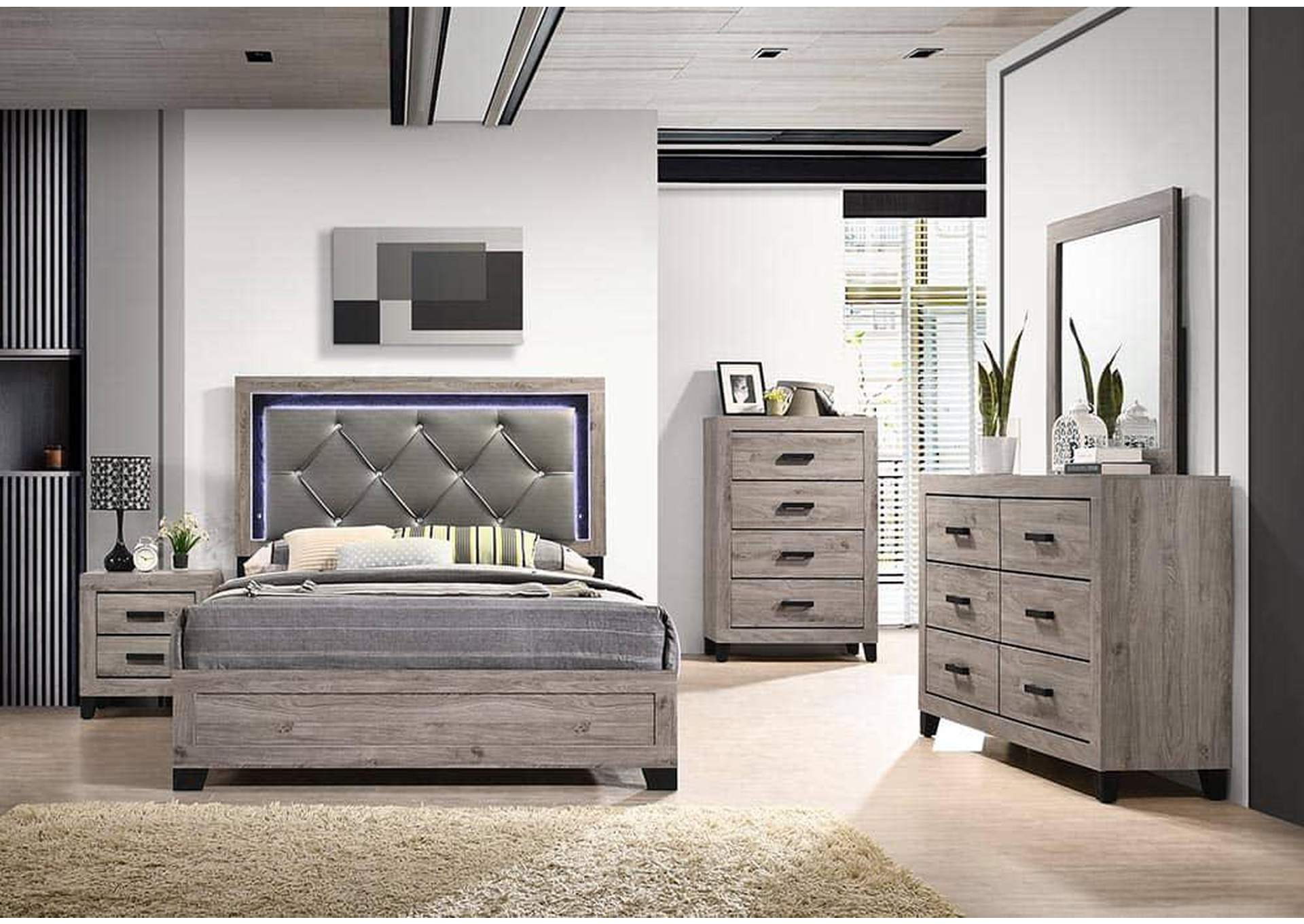 King 5 Piece Bedroom Set With Dresser, Mirror, Chest, and Nightstand image 1