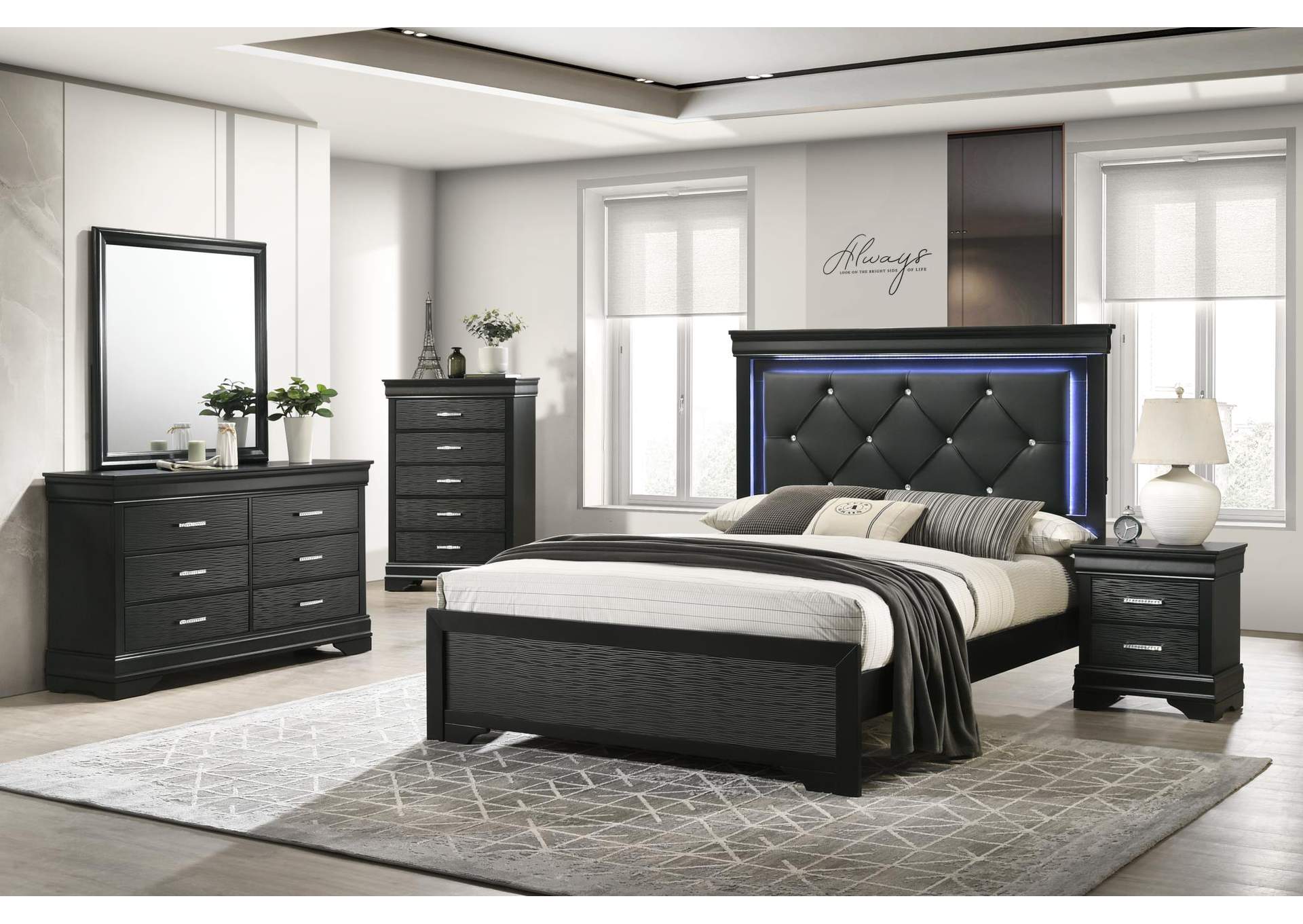 Full 3 Piece Bedroom Set With Bed, Dresser, and Mirror image 1