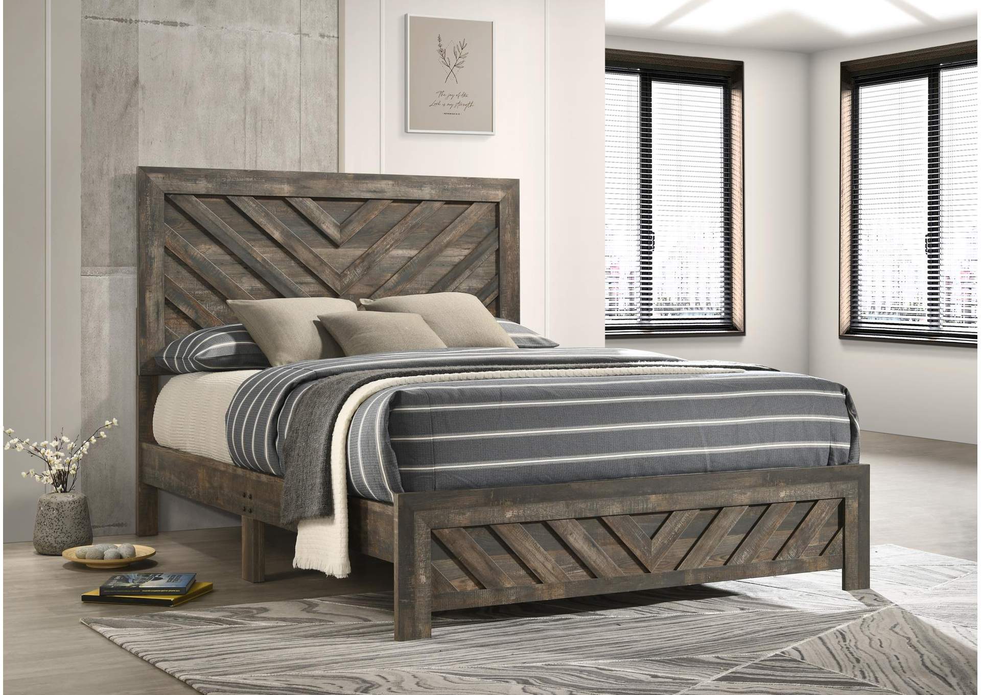 Antique Brown Queen Bed image 1