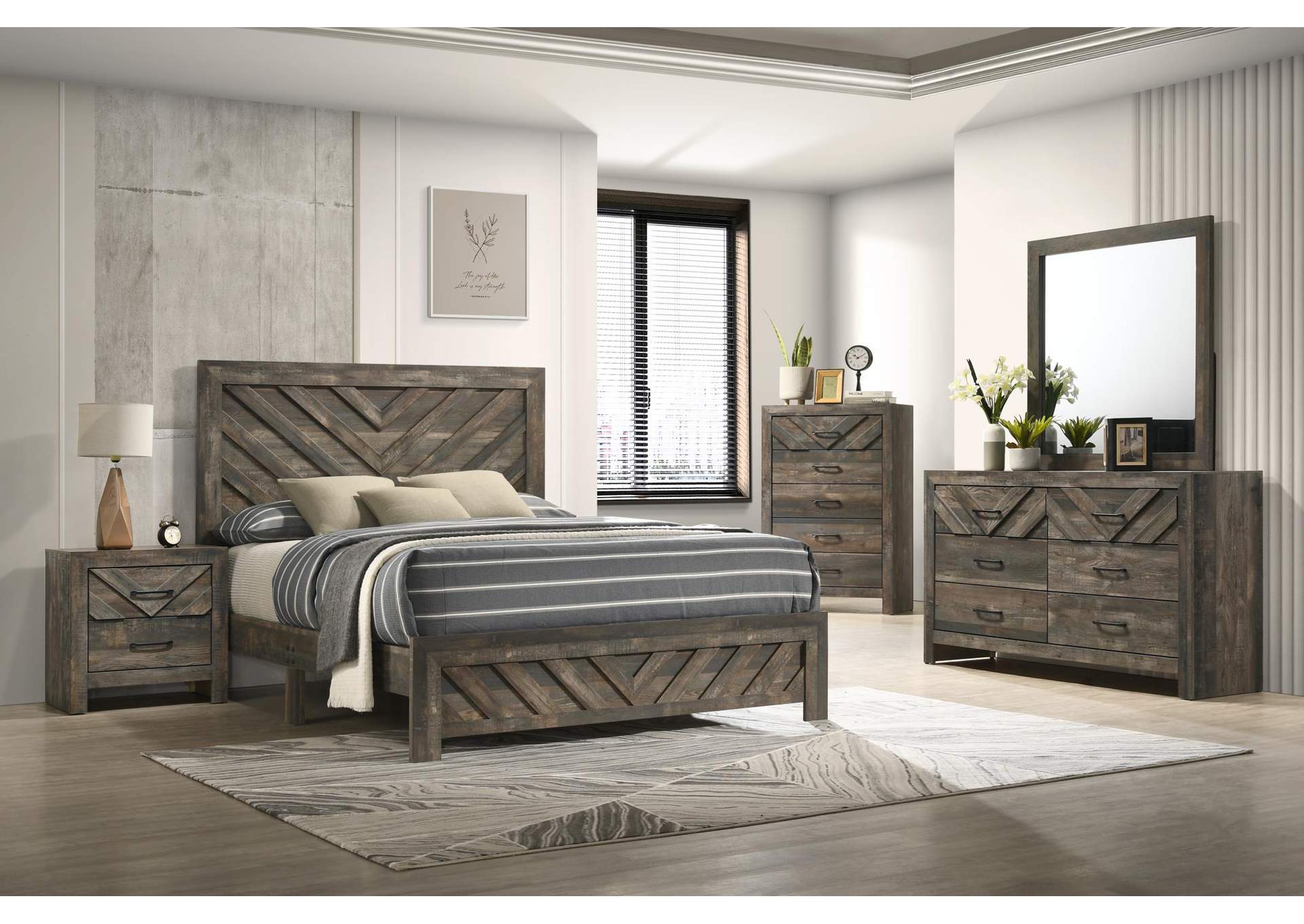 King 3 Piece Bedroom Set With Bed, Dresser, and Mirror image 1